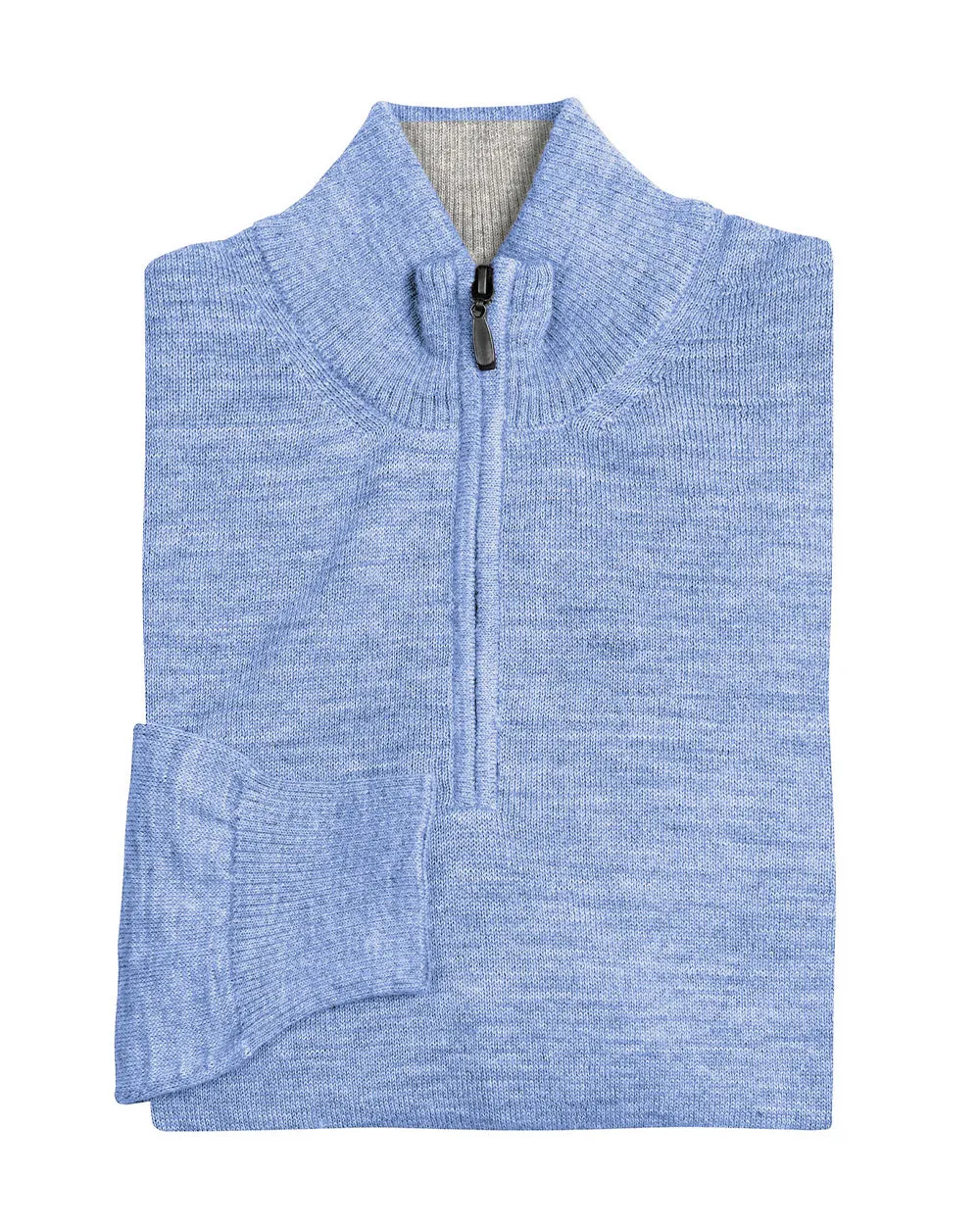 Blue Haze and Cement 1/4 Zip Sweater sold by Ike Behar
