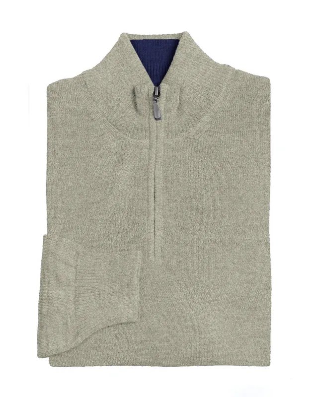 Timber and Navy 1/4 Zip Cashmere Sweater sold by Ike Behar