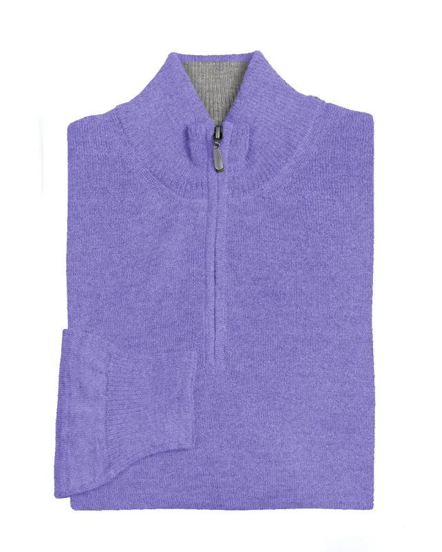 Deep Iris and Cement 1/4 Zip Cashmere Sweater sold by Ike Behar