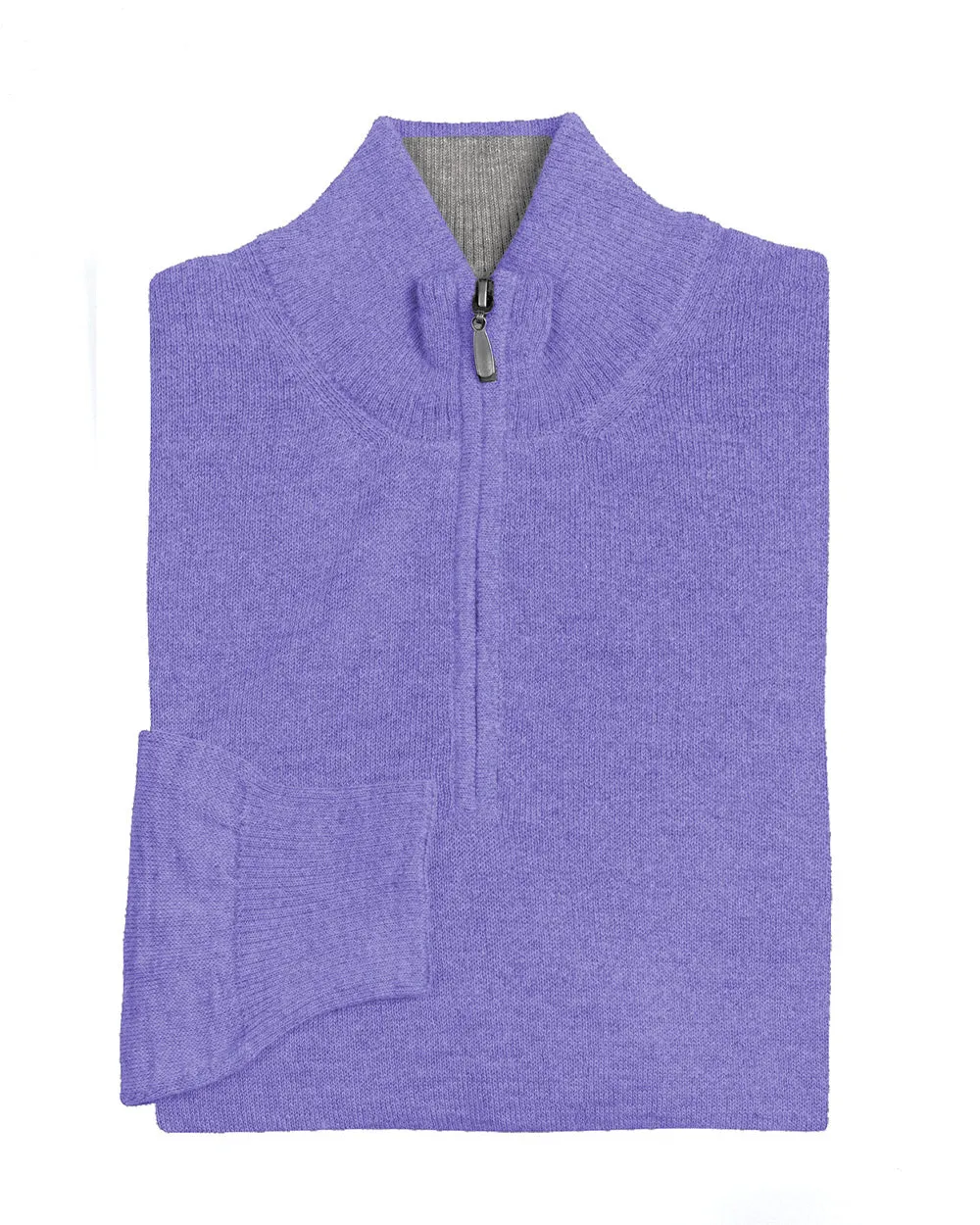 Deep Iris and Cement 1/4 Zip Cashmere Sweater sold by Ike Behar