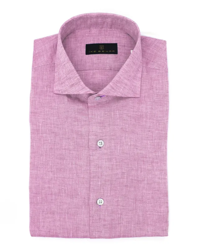 Pink Hand Finished Italian Linen Shirt made by Ike Behar