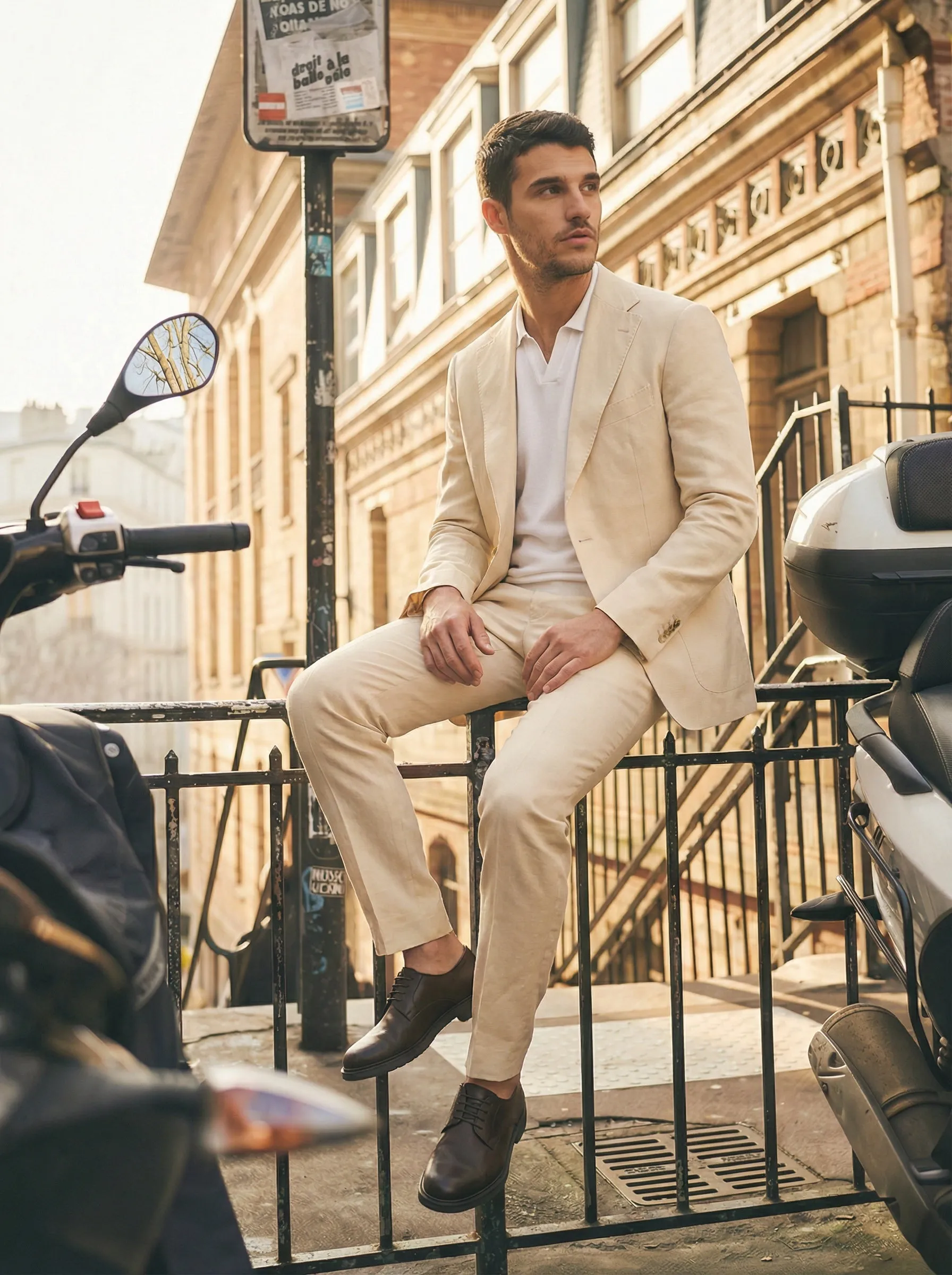 Light Tan Stretch Cotton Suit sold by Ike Behar product image thumbnail 2