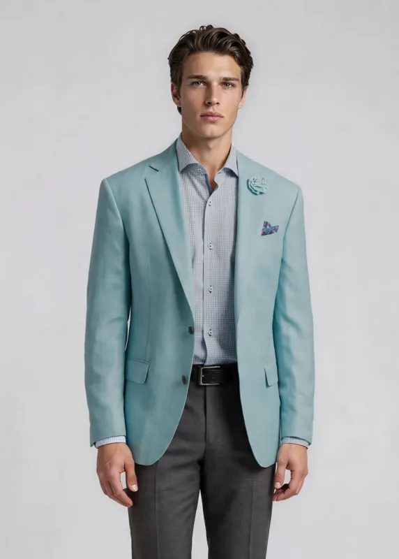 Teal Chevron Loro Piana Sport Coat made by Ike Behar