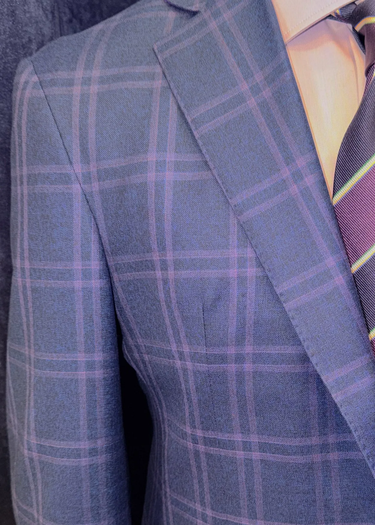 Navy with Lavender Windowpane Check Sport Coat sold by Ike Behar product image thumbnail 3
