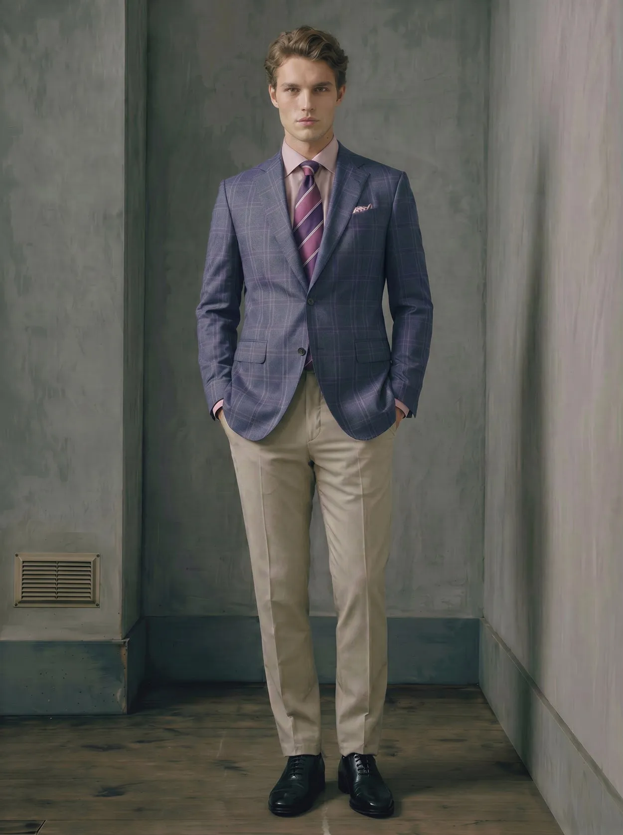 Navy with Lavender Windowpane Check Sport Coat sold by Ike Behar product image thumbnail 2