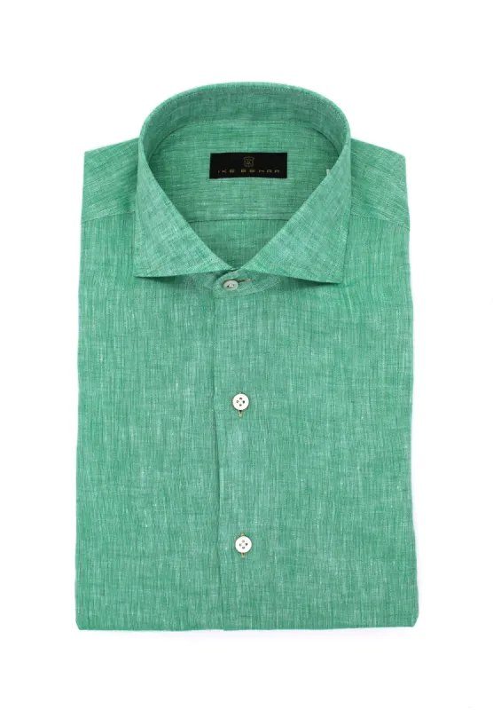 Sage Hand Finished Italian Linen Sport Shirt sold by Ike Behar