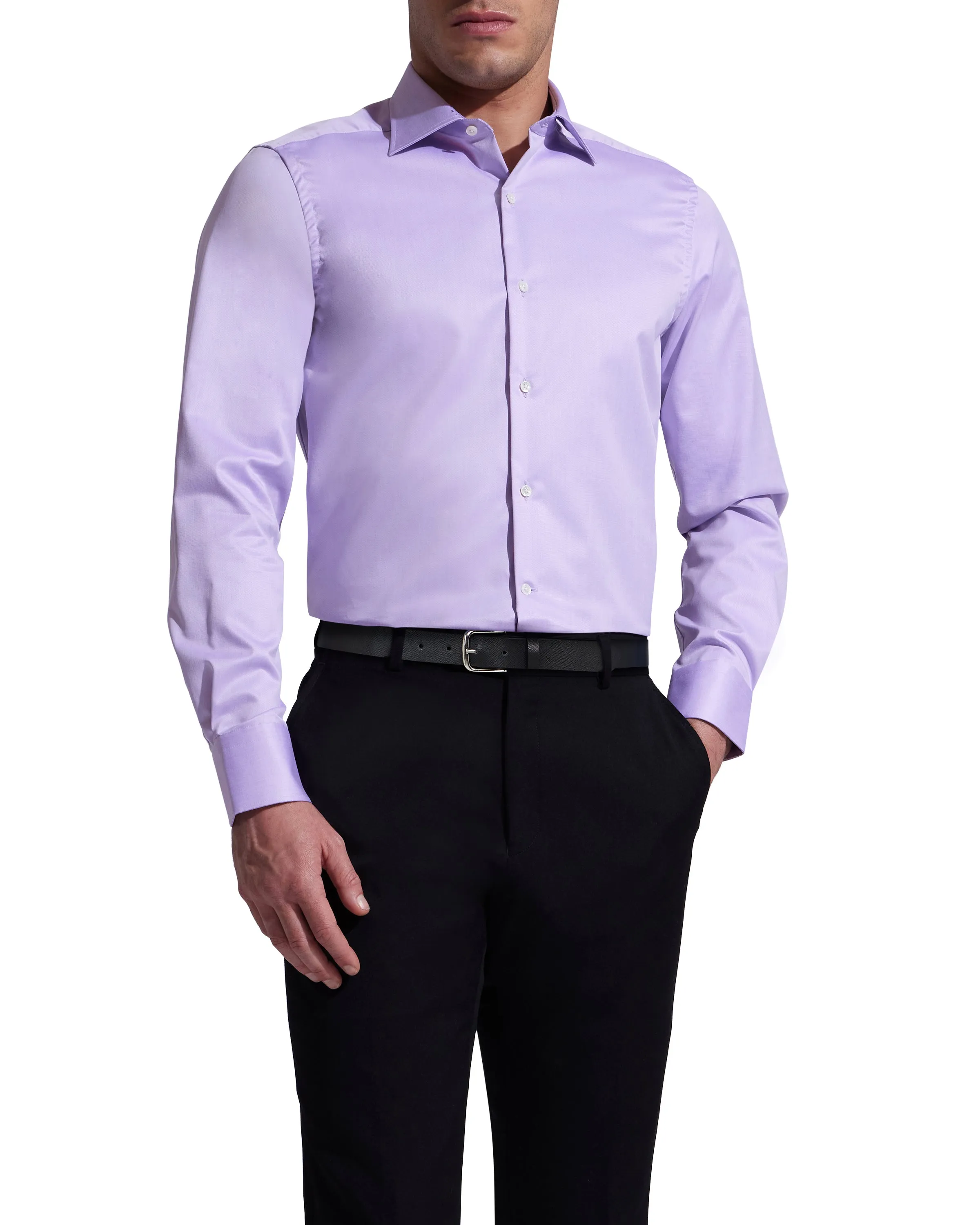 Lavender Twill Natural Stretch Cotton Dress Shirt sold by Ike Behar product image thumbnail 2