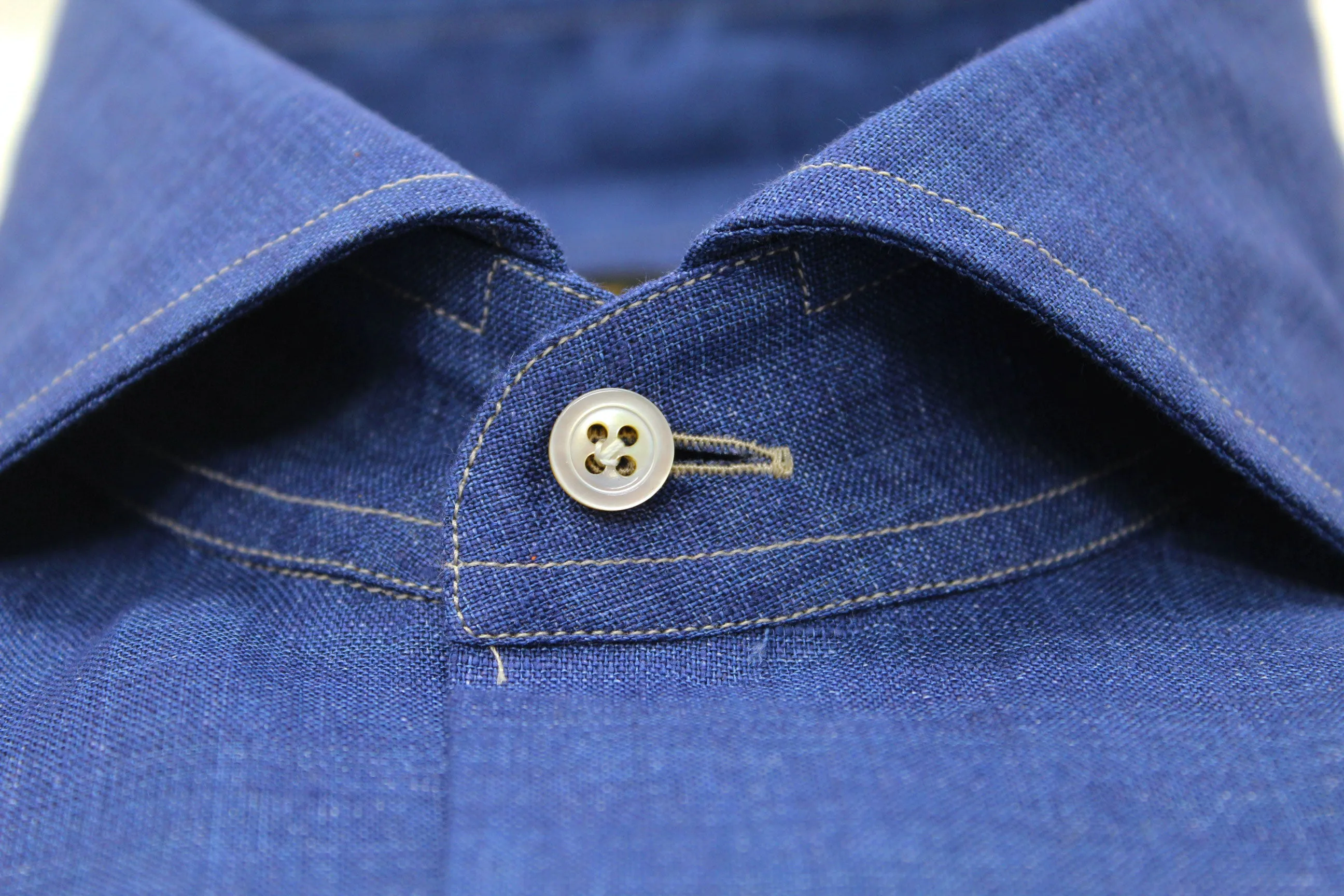 Navy Hand Finished Italian Linen Sport Shirt sold by Ike Behar product image thumbnail 2