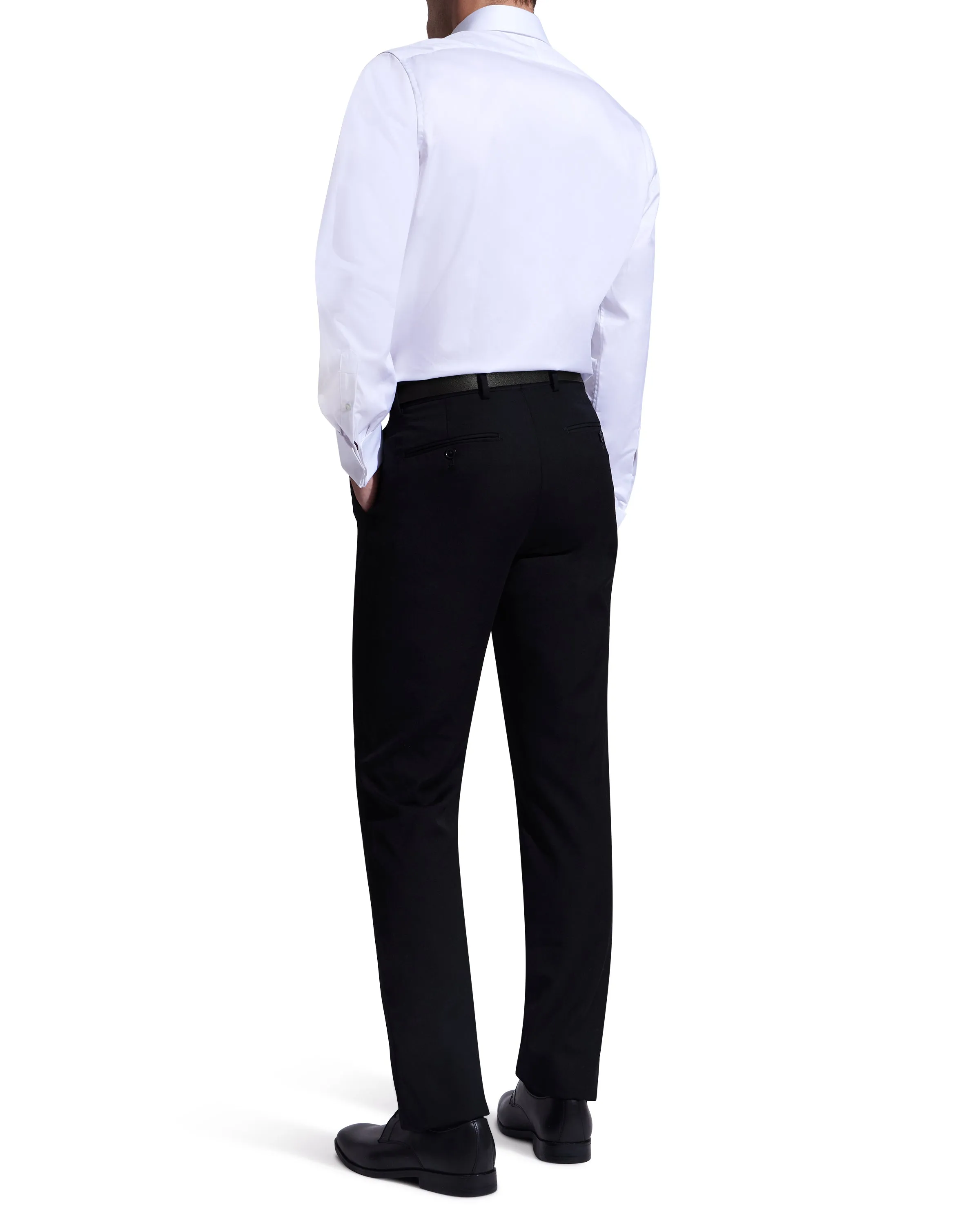 White Twill Natural Stretch Cotton French Cuff Dress Shirt sold by Ike Behar product image thumbnail 5