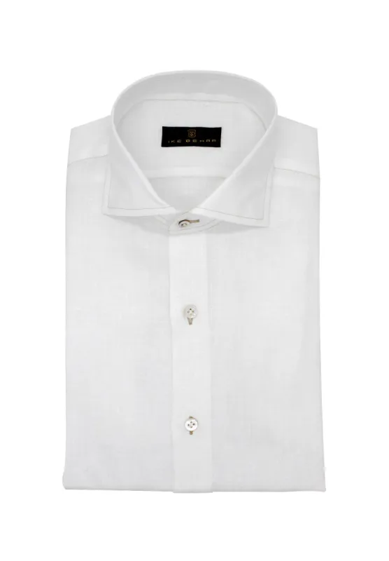 White Italian Linen Sport Shirt sold by Ike Behar