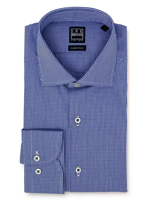 Navy Gingham Sport Shirt sold by Ike Behar