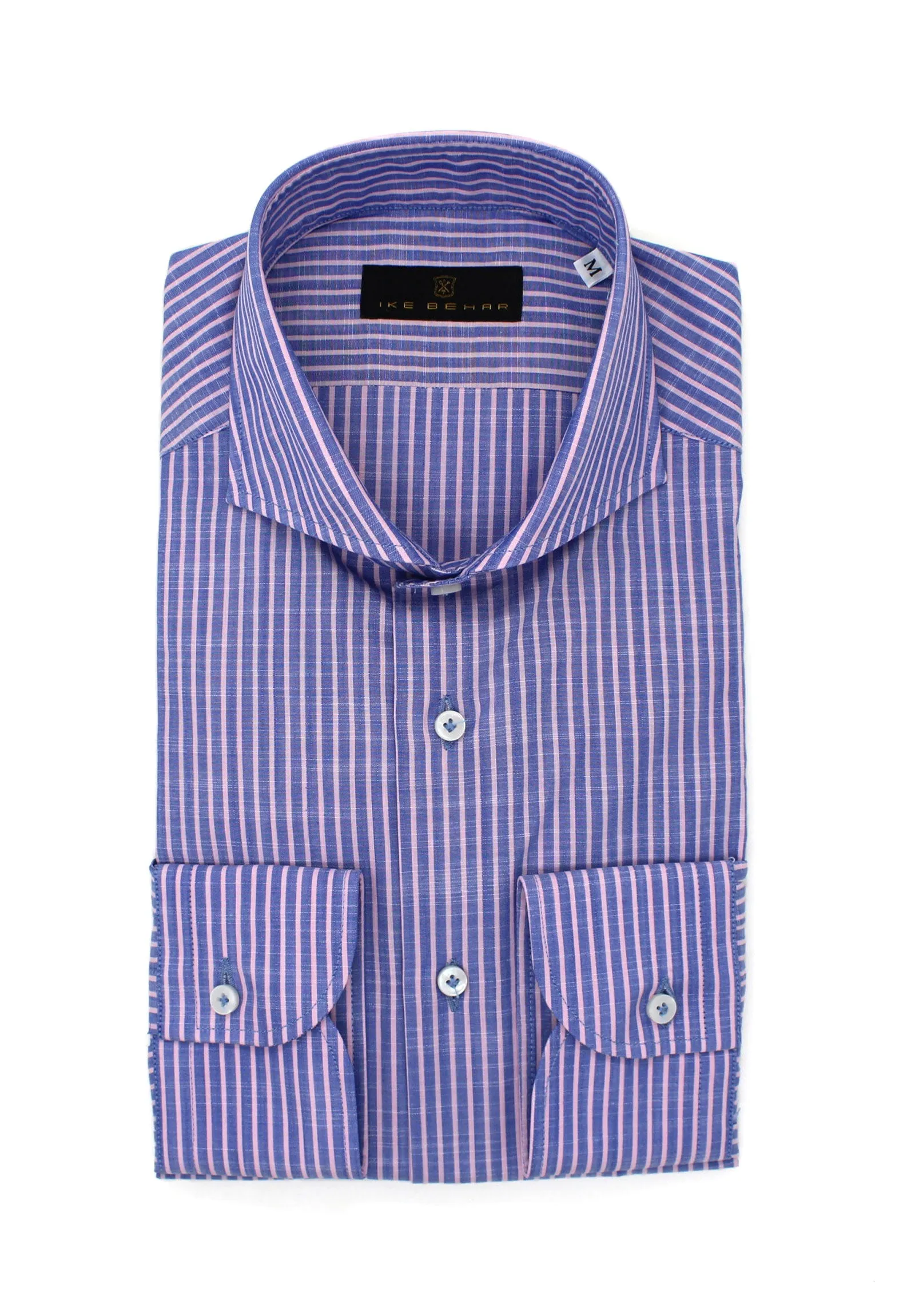 Navy & Rose Striped Sport Shirt sold by Ike Behar