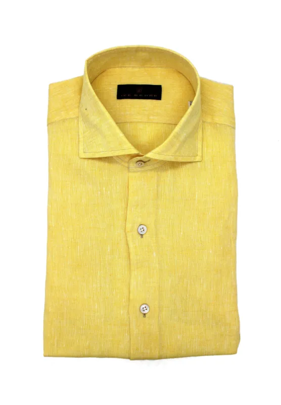 Canary Yellow Hand Finished Italian Linen Sport Shirt sold by Ike Behar