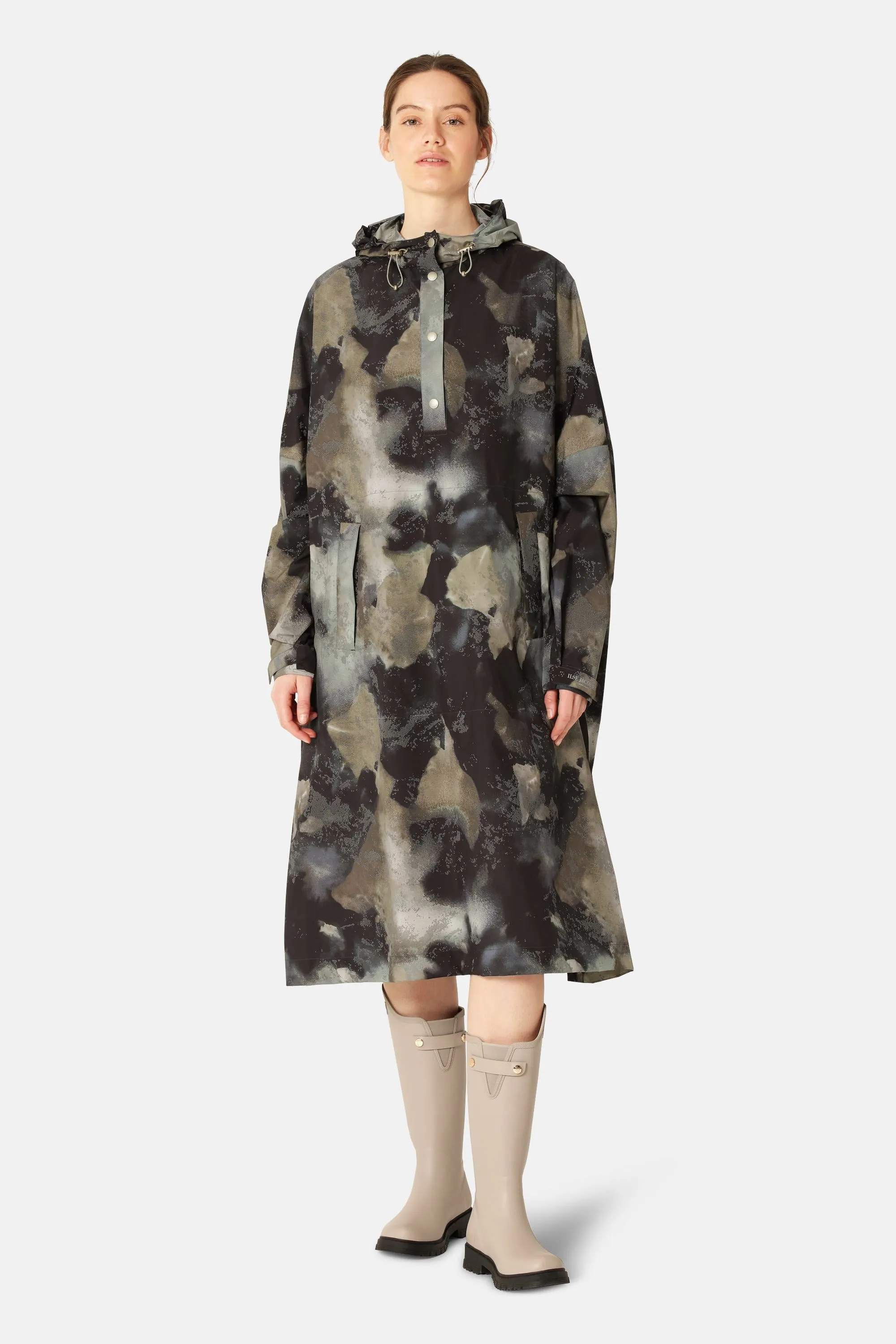 Poncho Raincoat - Moss Print sold by Ilse Jacobsen