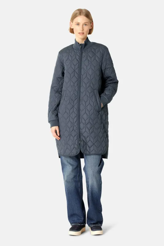 Long Padded Quilt Jacket - Ombre Blue sold by Ilse Jacobsen