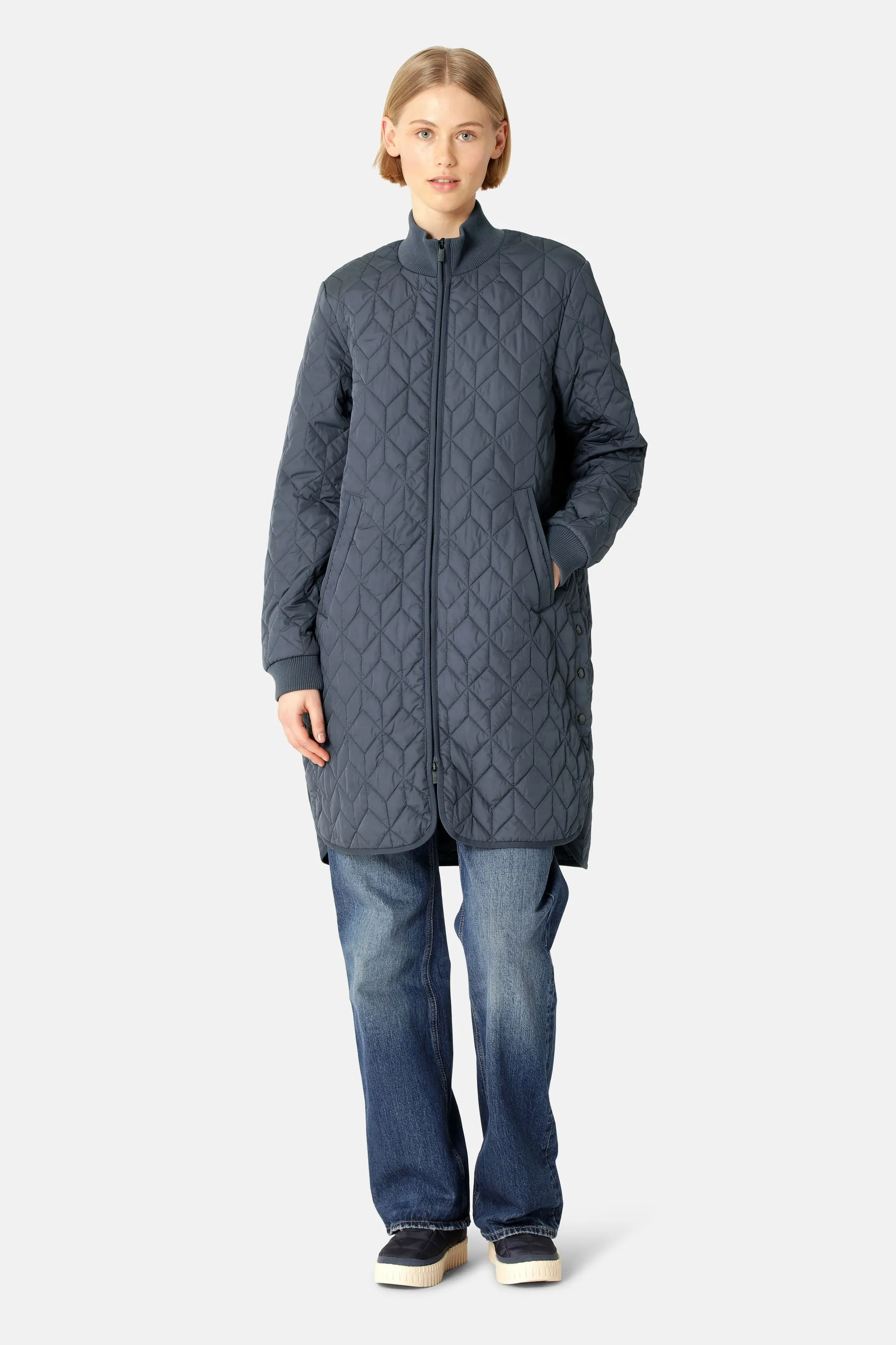 Long Padded Quilt Jacket - Ombre Blue sold by Ilse Jacobsen