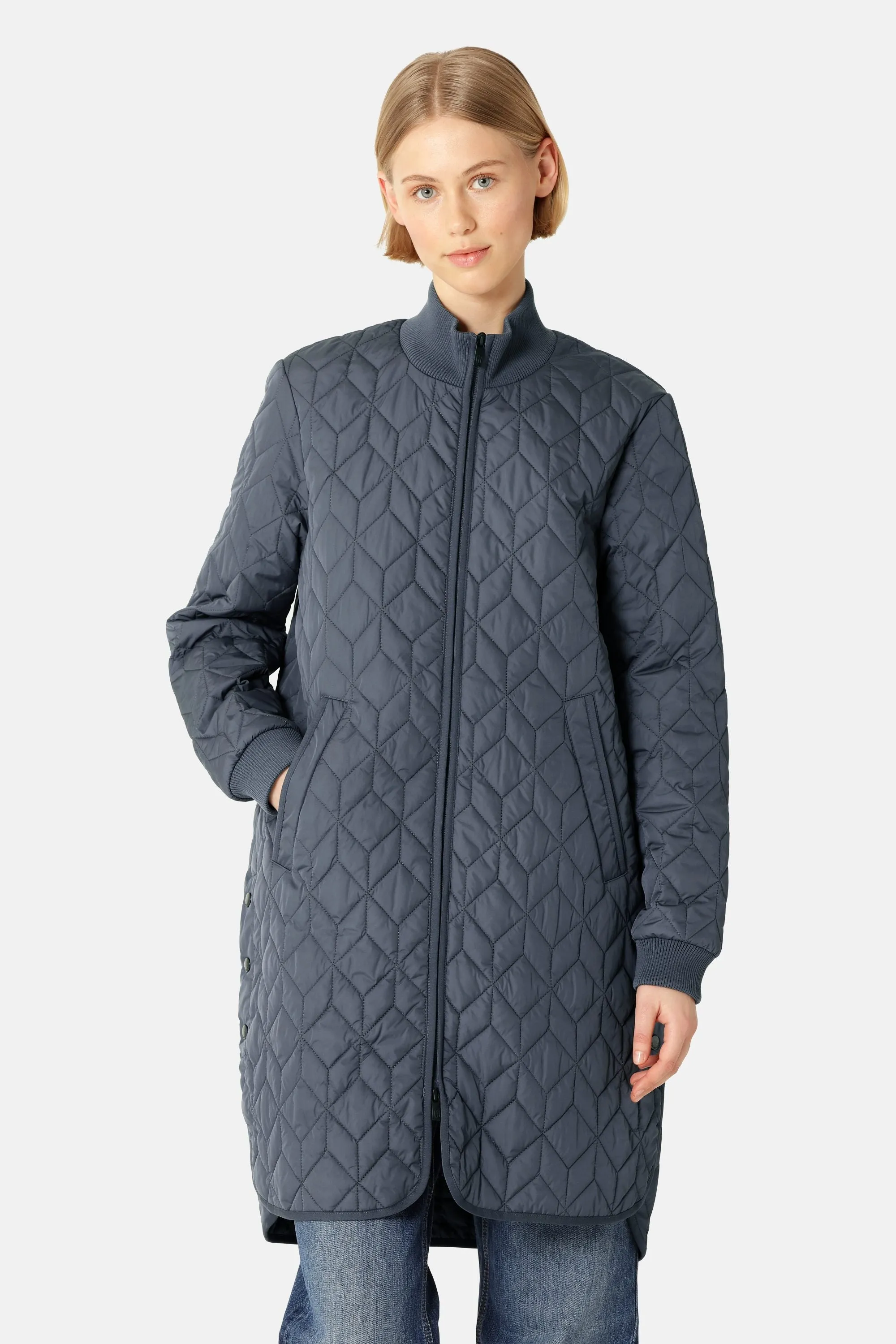 Long Padded Quilt Jacket - Ombre Blue sold by Ilse Jacobsen product image thumbnail 2