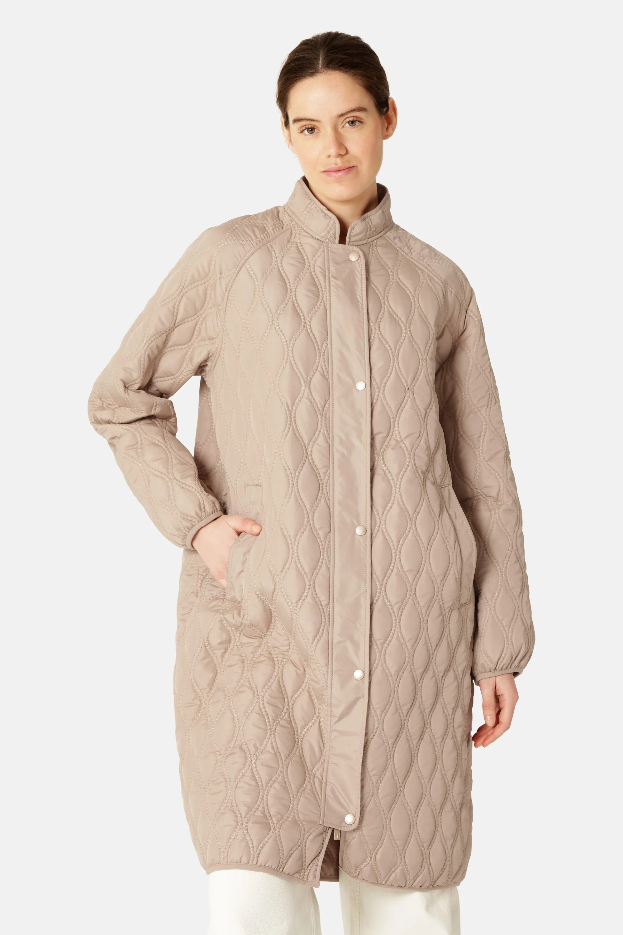 Long Quilt Jacket - Wheat sold by Ilse Jacobsen product image thumbnail 2