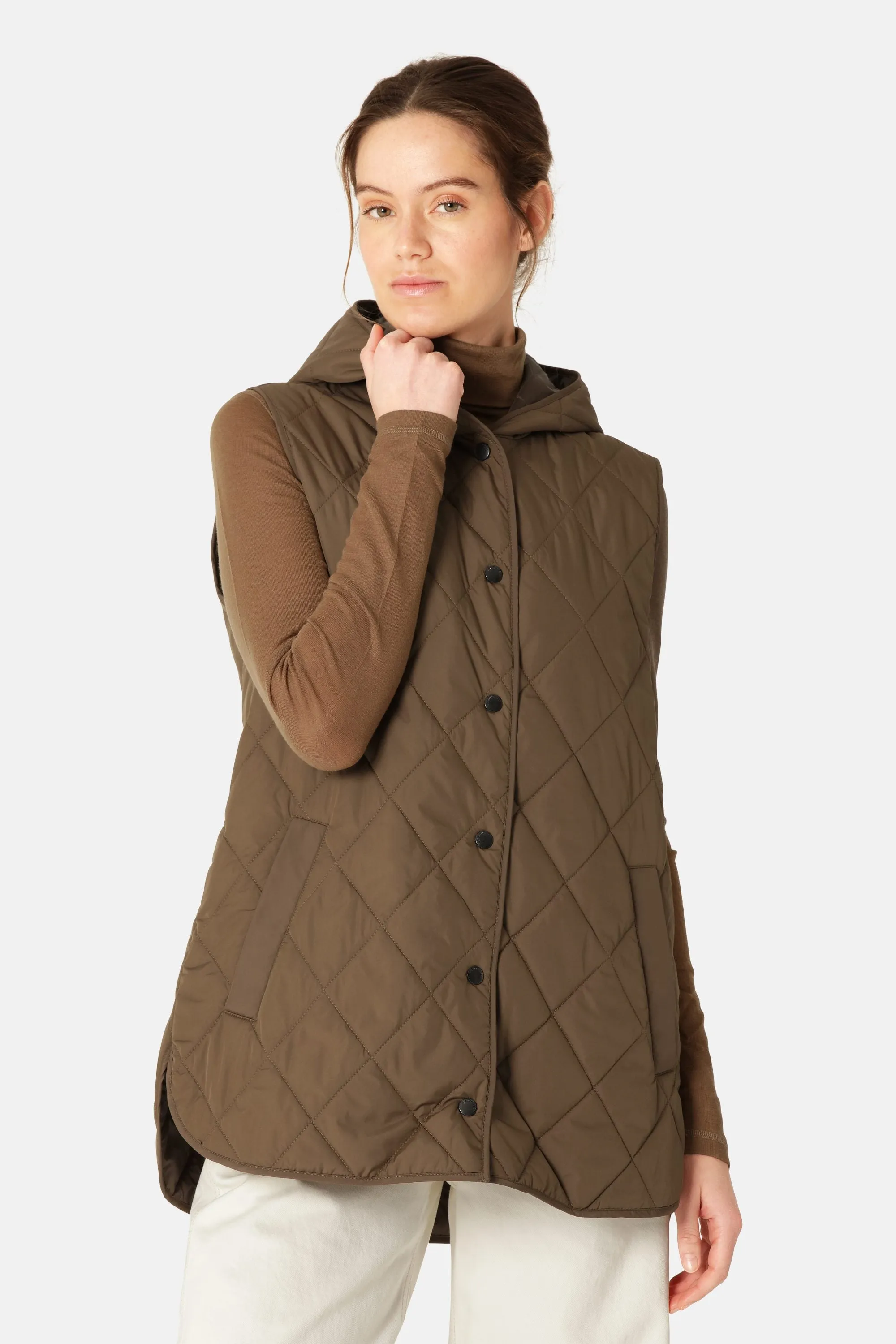 Quilted Long Vest - Nut sold by Ilse Jacobsen product image thumbnail 2