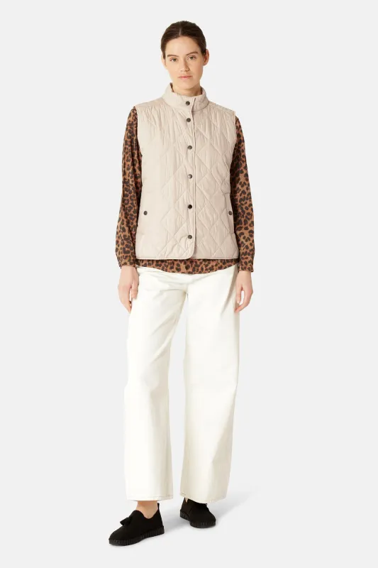 Quilted Short Vest - Light Camel sold by Ilse Jacobsen