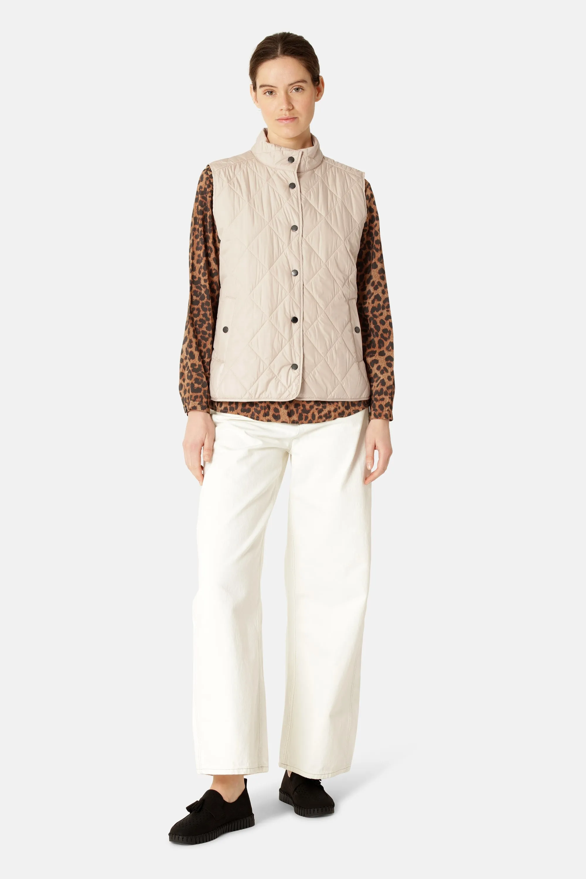 Quilted Short Vest - Light Camel sold by Ilse Jacobsen