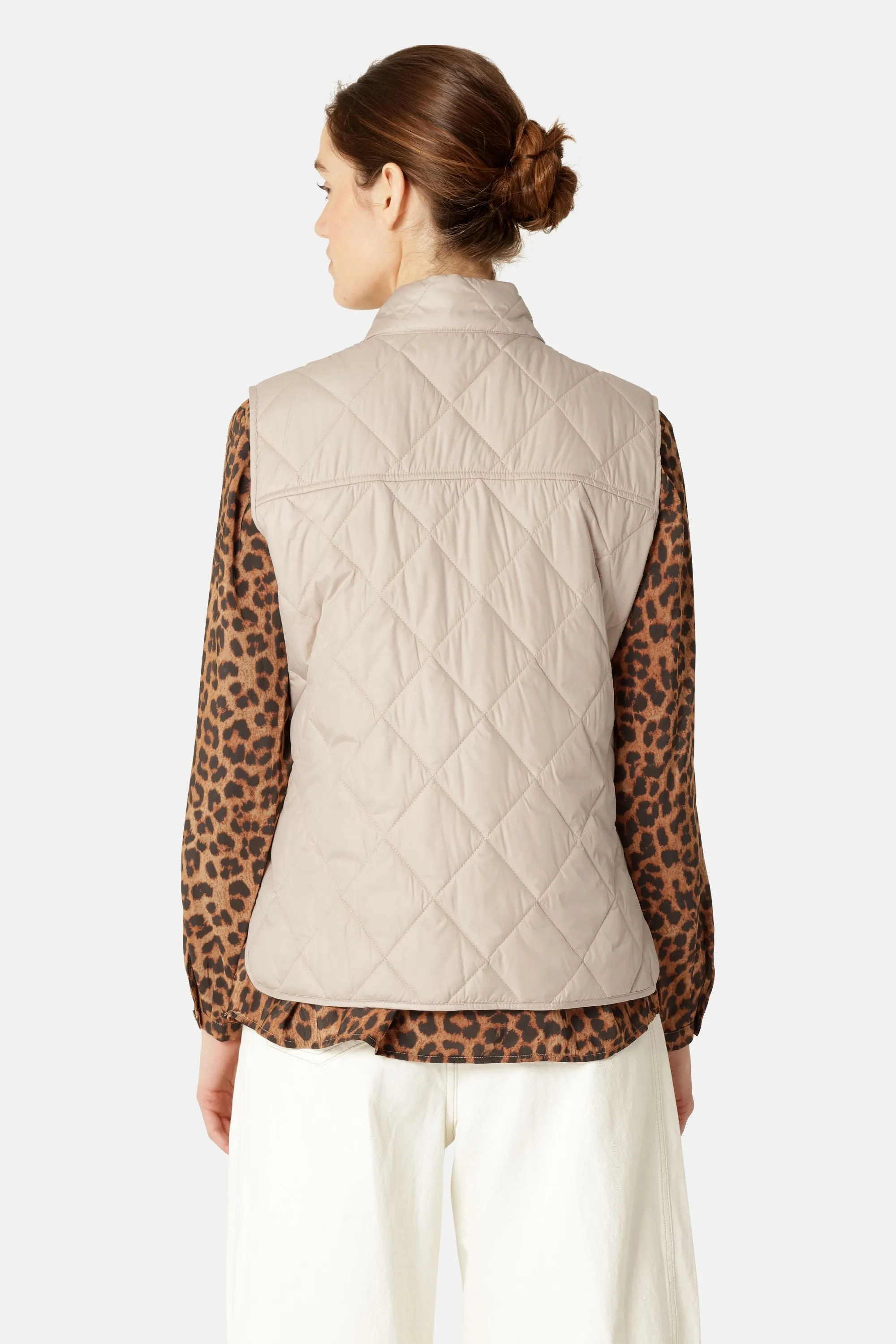 Quilted Short Vest - Light Camel sold by Ilse Jacobsen product image thumbnail 3