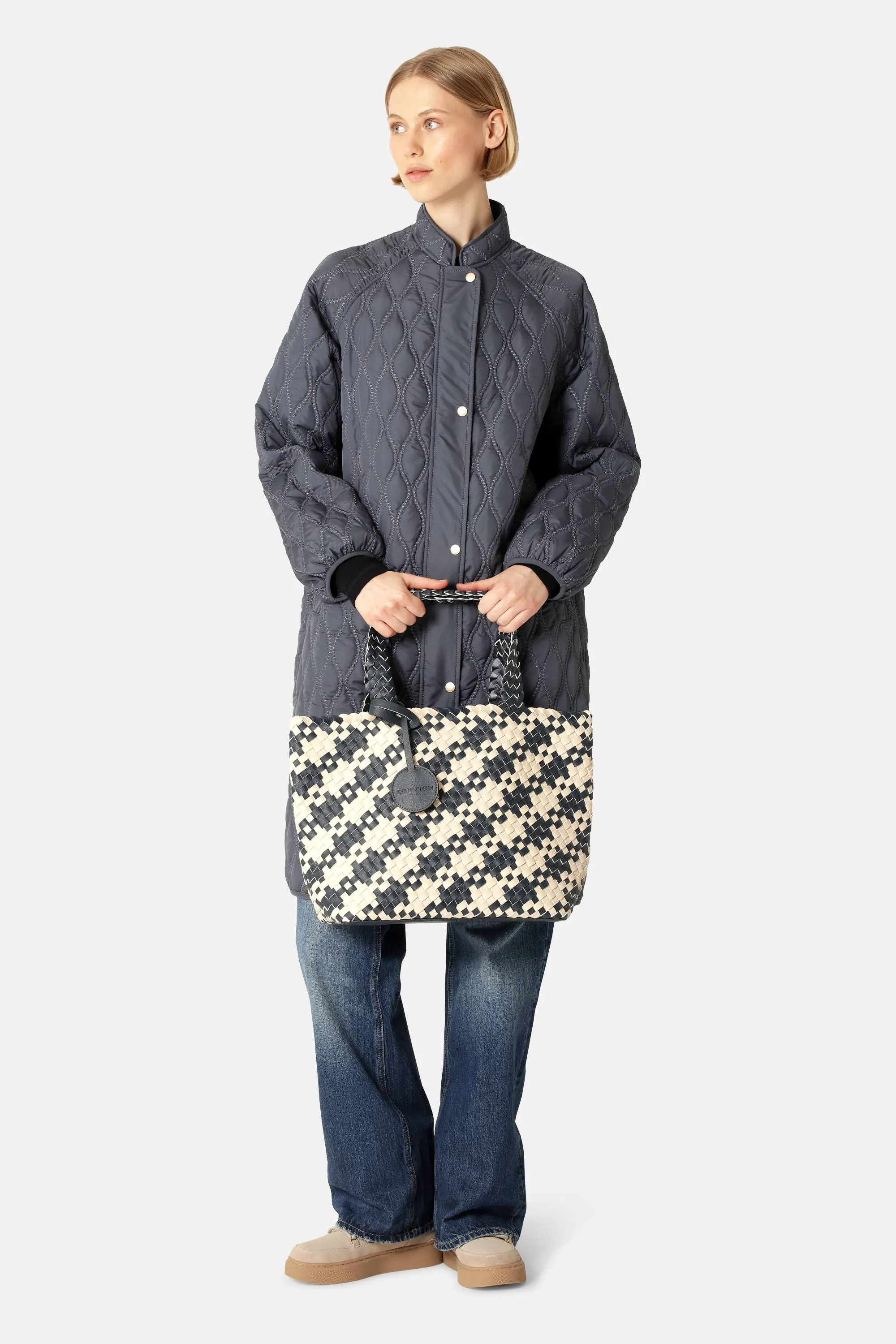 Houndstooth Braided Shopper - Ombre Blue light Sand sold by Ilse Jacobsen