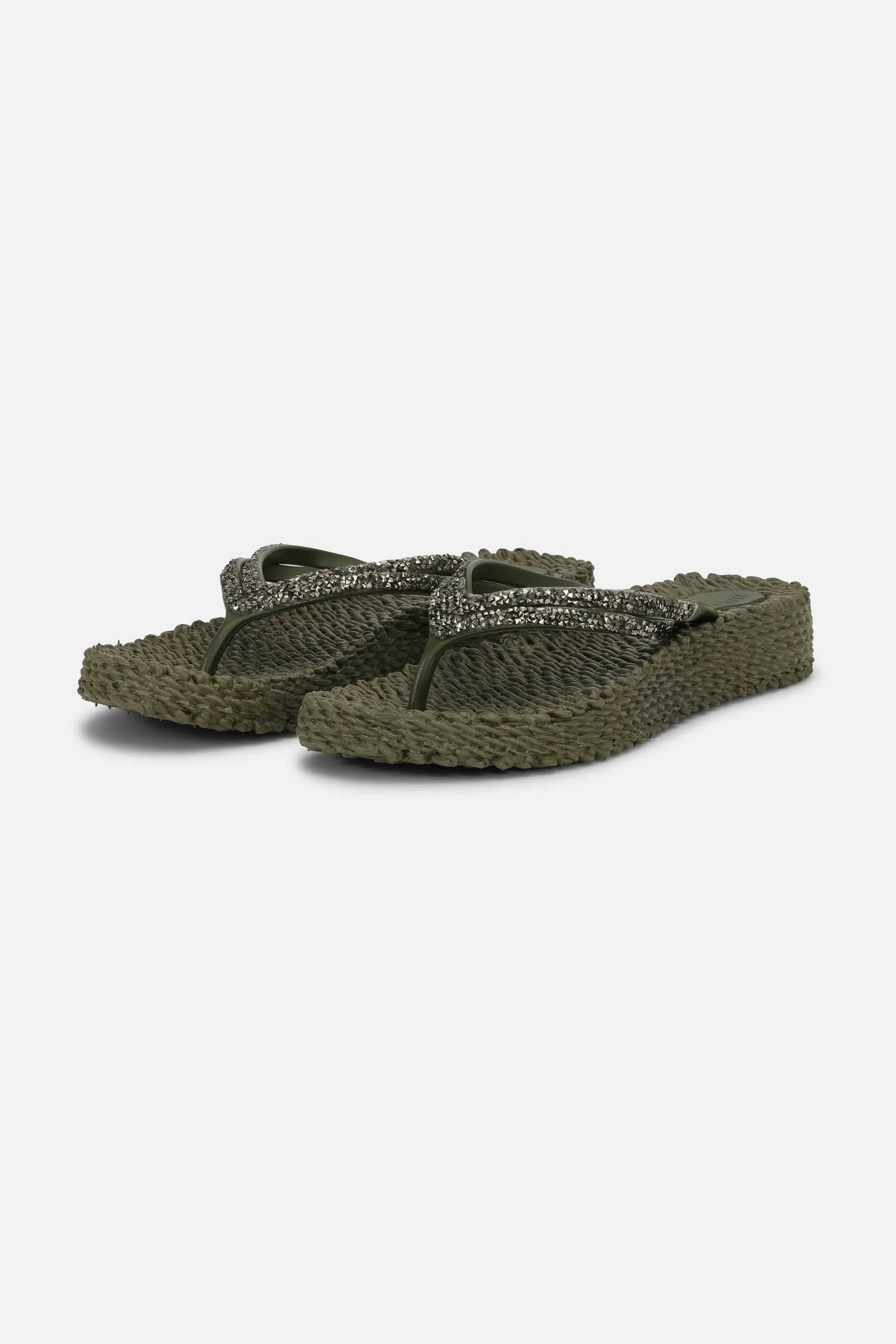 Platform Flip-flops Glitter Stones - Army sold by Ilse Jacobsen