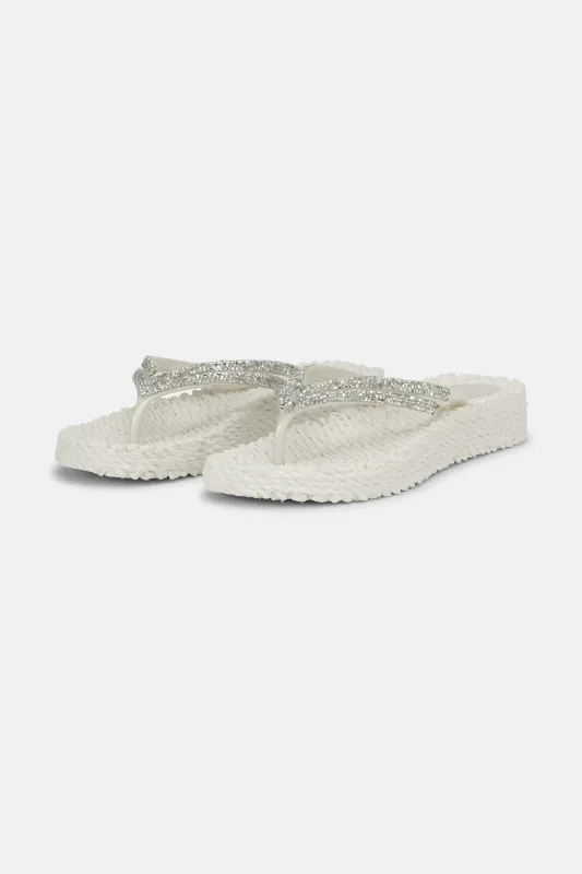Platform Flip-flops Glitter Stones - Creme sold by Ilse Jacobsen
