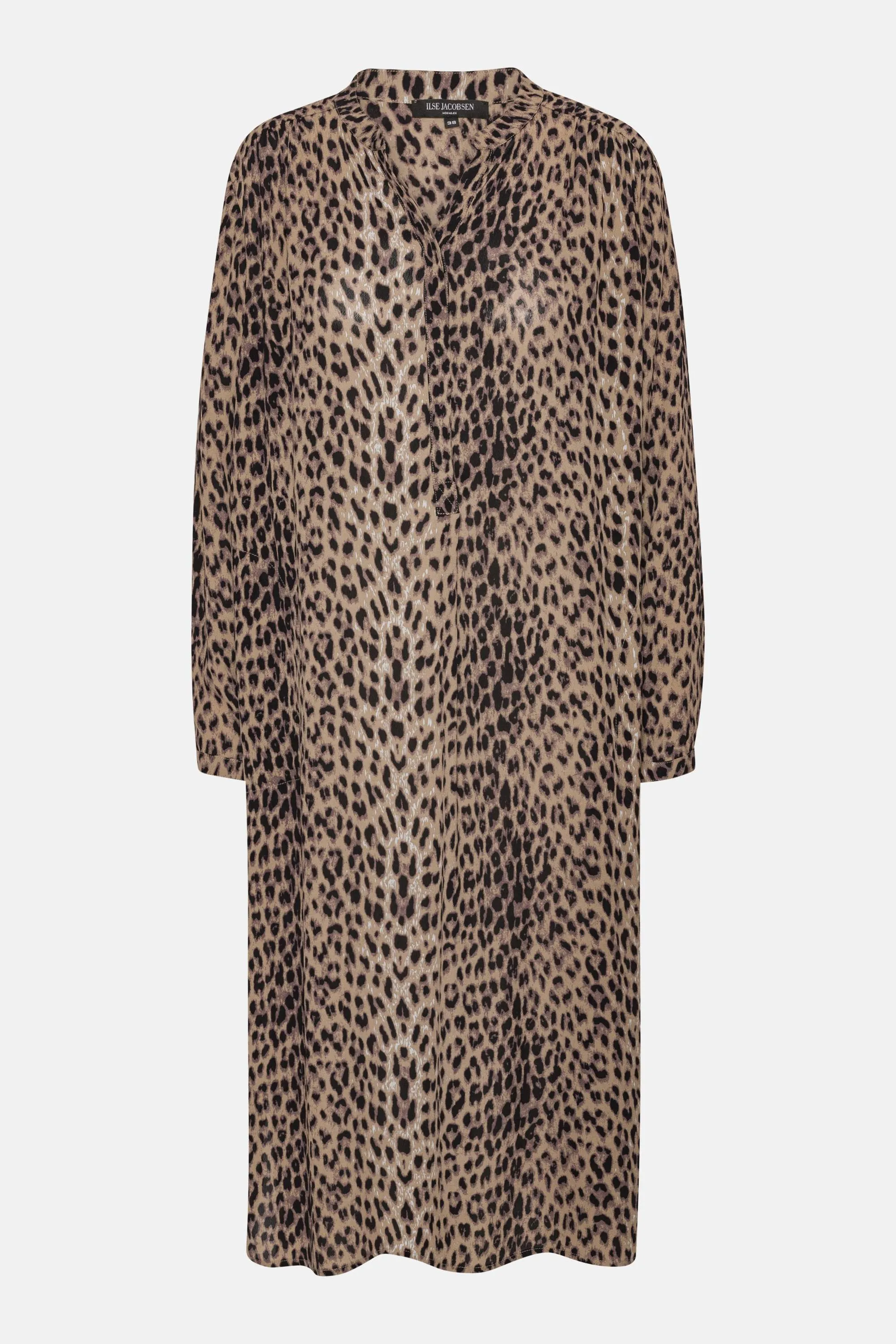 Tunic Dress With Half Placket - Brown Panthera Print sold by Ilse Jacobsen