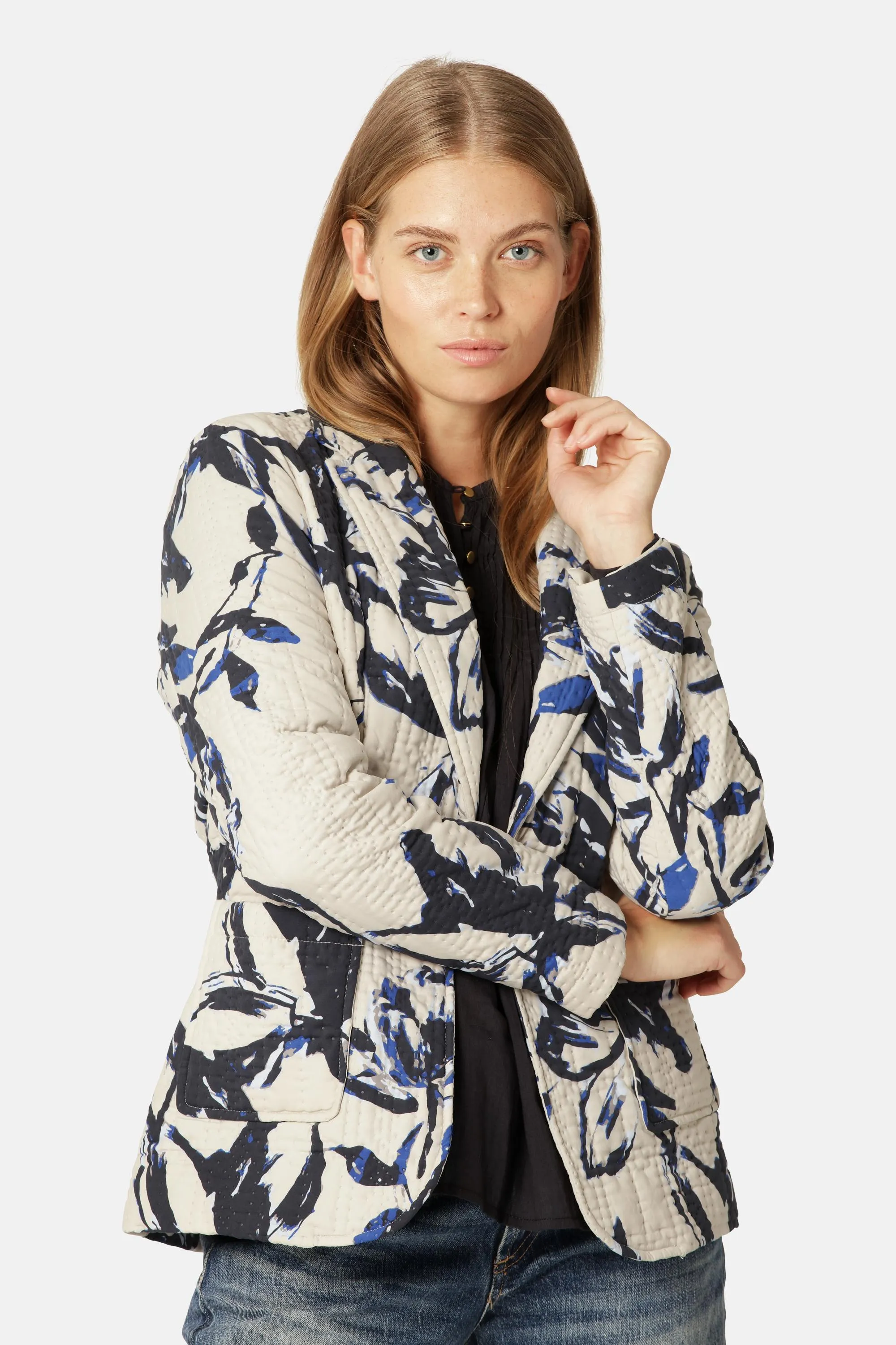 Quilt Blazer - Beige Artsy Stroke Flower sold by Ilse Jacobsen product image thumbnail 5