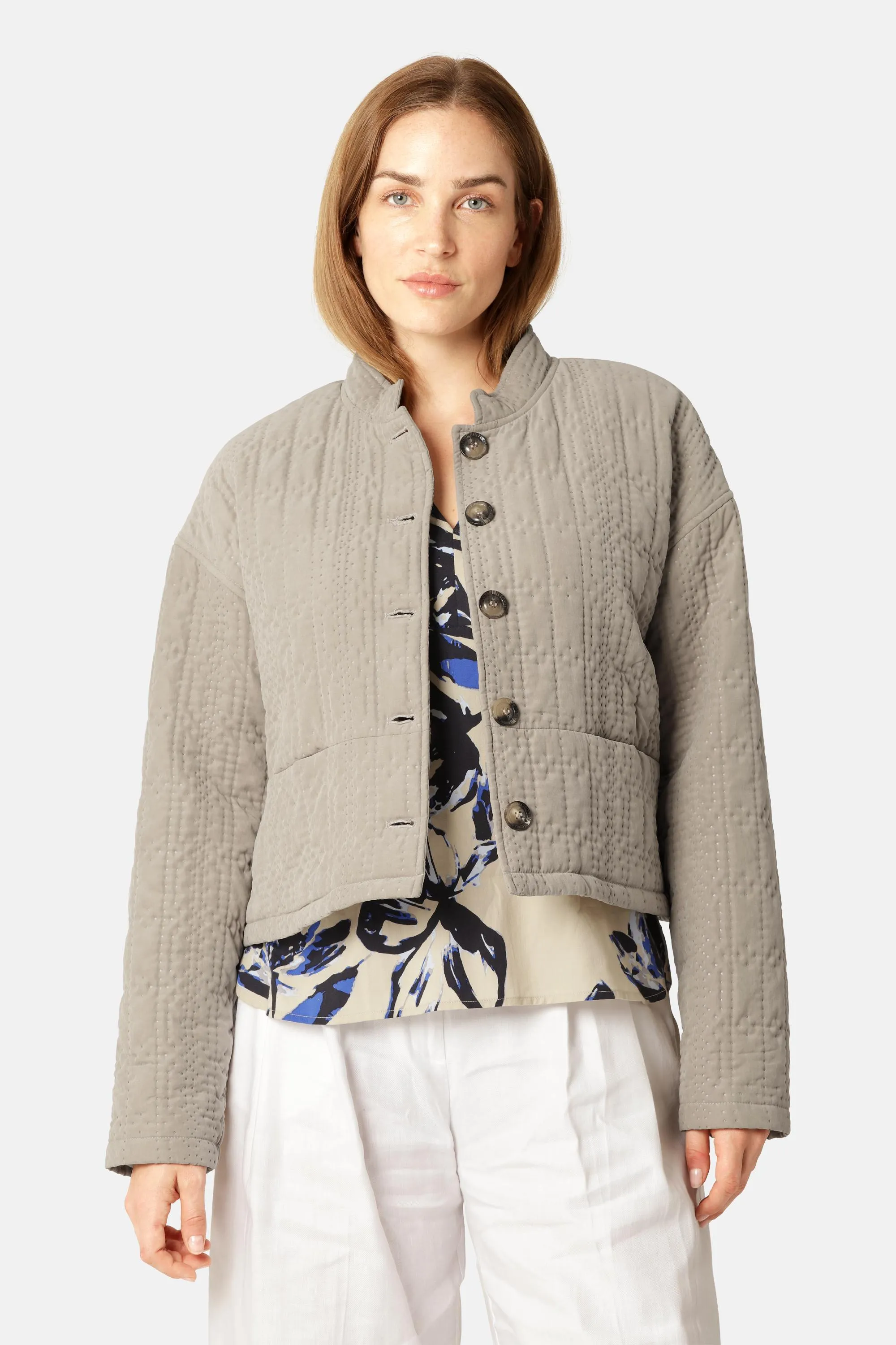 Short Quilt Jacket - Greige sold by Ilse Jacobsen product image thumbnail 2