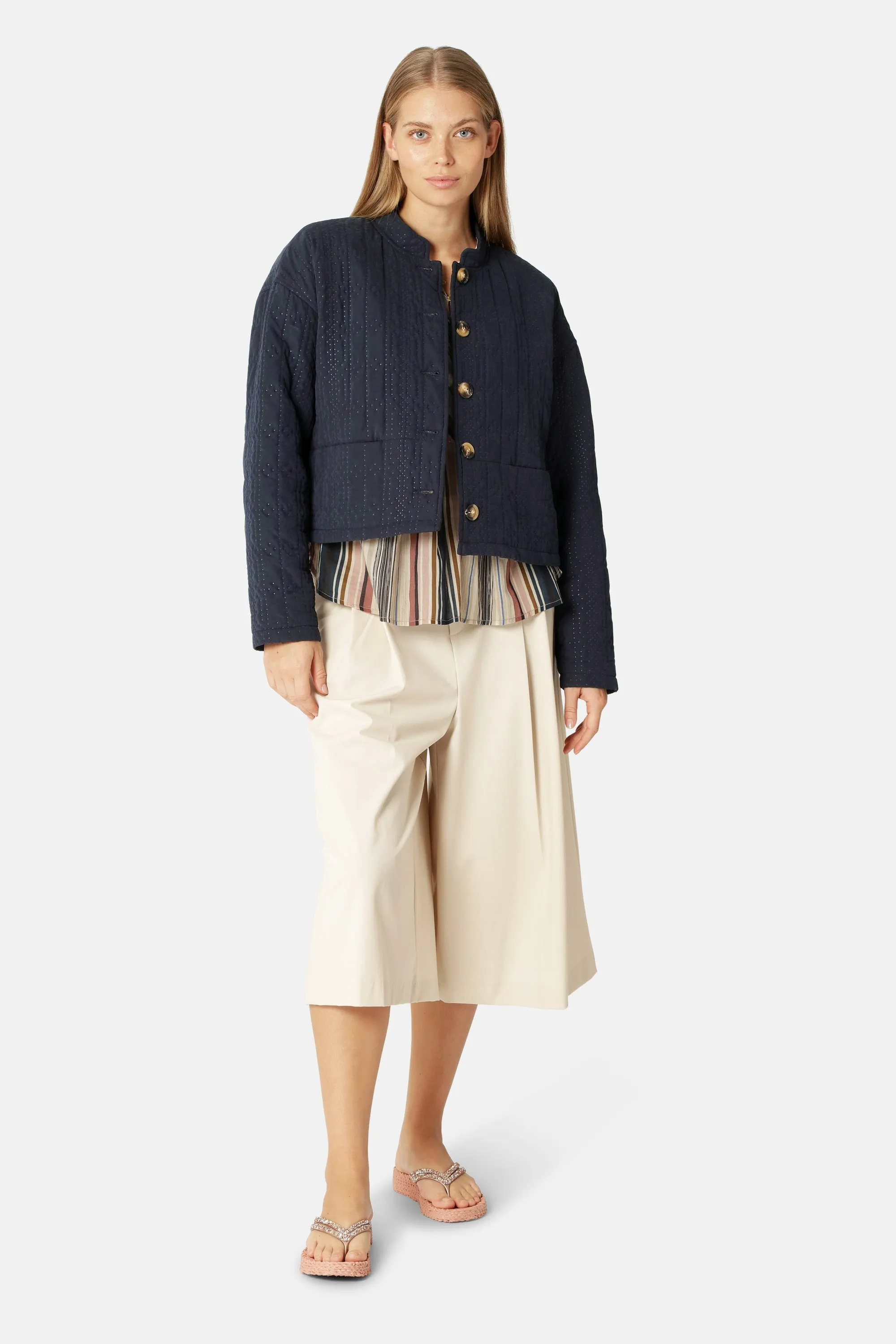Short Quilt Jacket - Dark Indigo sold by Ilse Jacobsen
