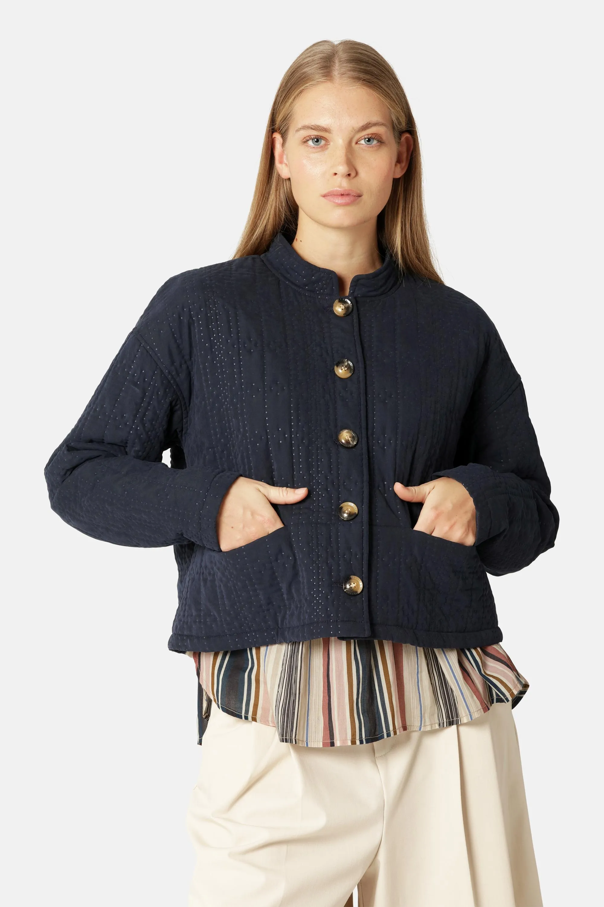 Short Quilt Jacket - Dark Indigo sold by Ilse Jacobsen product image thumbnail 3