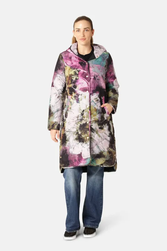 Long Quilt Coat - Artistic Flower Print sold by Ilse Jacobsen
