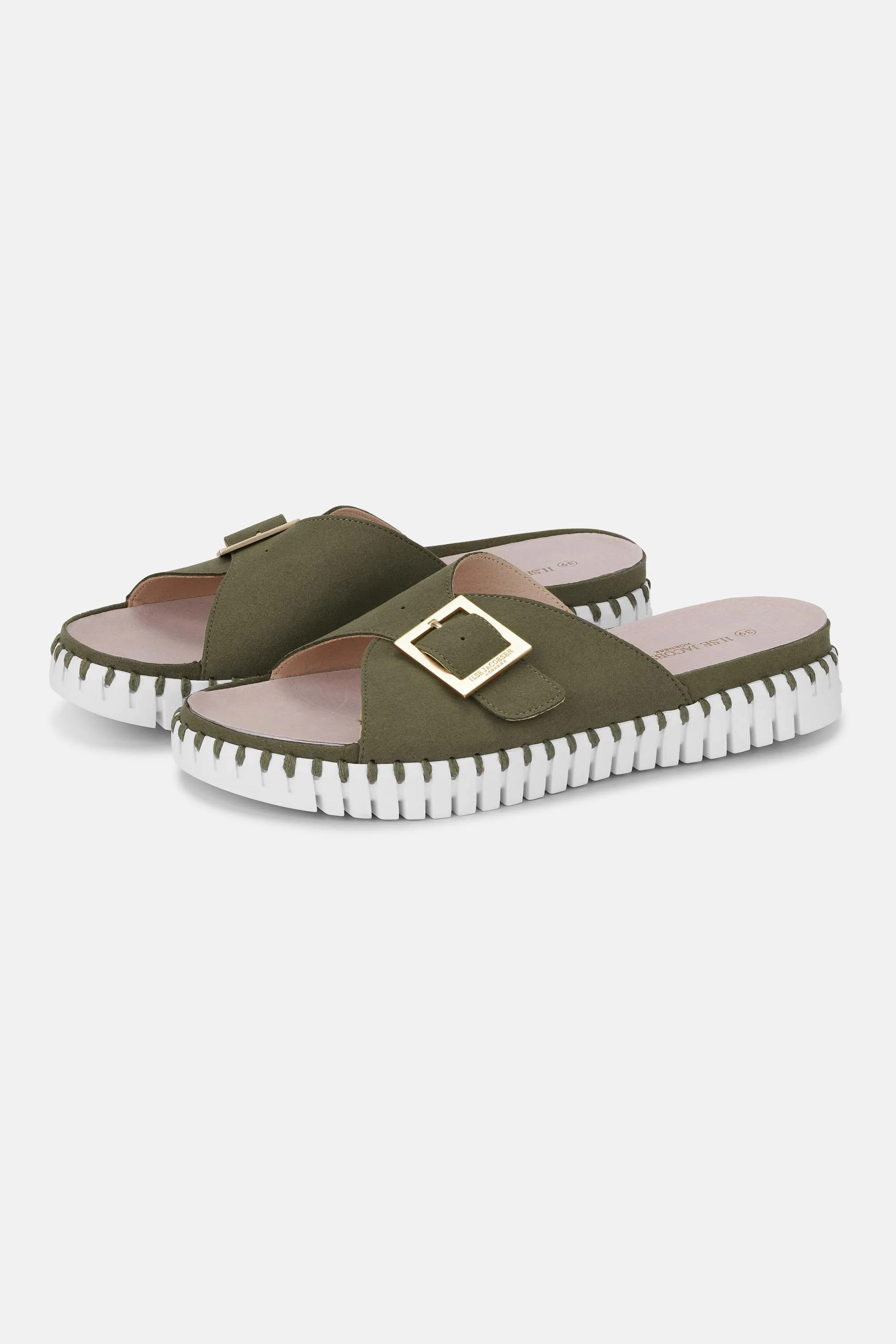 Sandals Buckle - Deep Olive White sold by Ilse Jacobsen