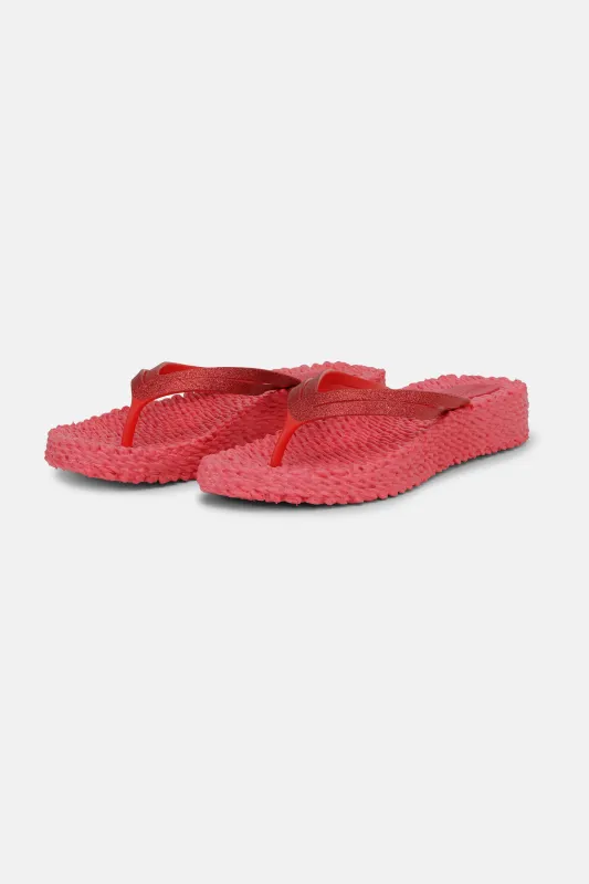 Platform Flip-flops Glitter - Raspberry sold by Ilse Jacobsen