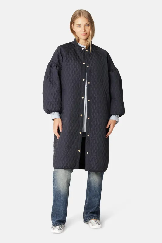 Long Quilt Jacket - Dark Indigo sold by Ilse Jacobsen