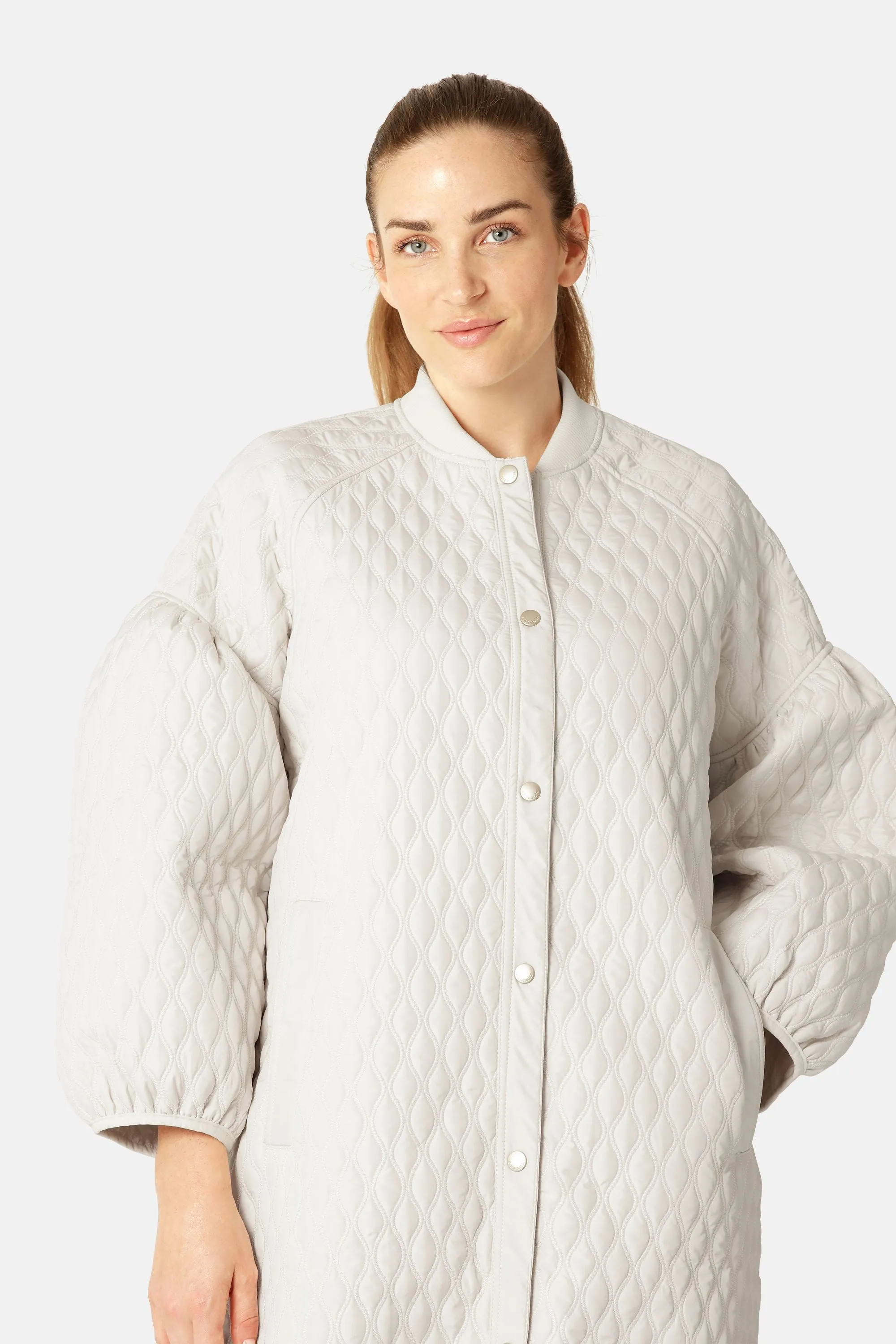 Long Quilt Jacket - Milk Creme sold by Ilse Jacobsen product image thumbnail 5