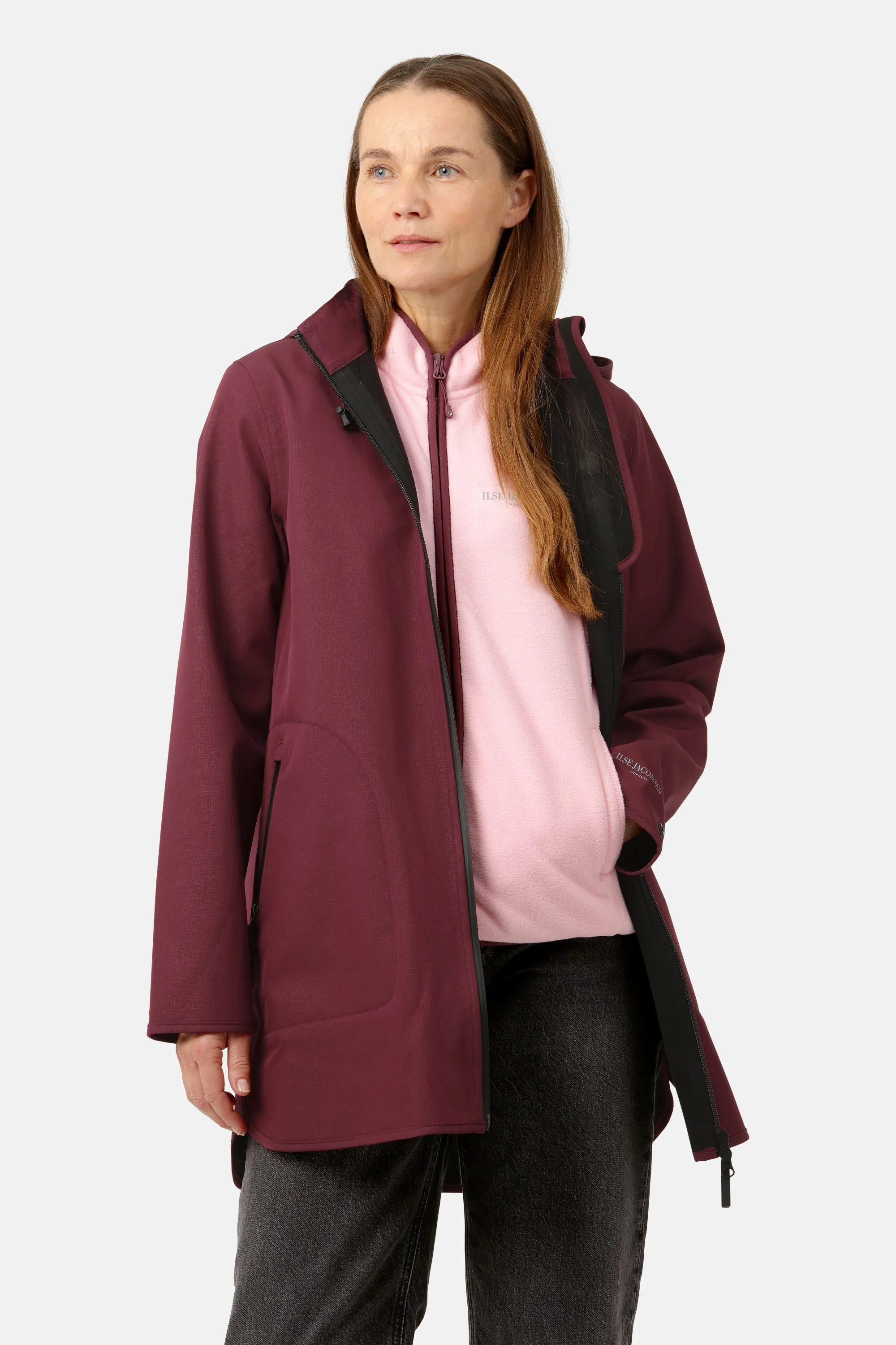 Softshell Raincoat A-line - Maroon Banner sold by Ilse Jacobsen product image thumbnail 2
