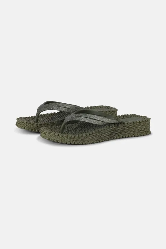 Platform Flip-flops Glitter - Army sold by Ilse Jacobsen