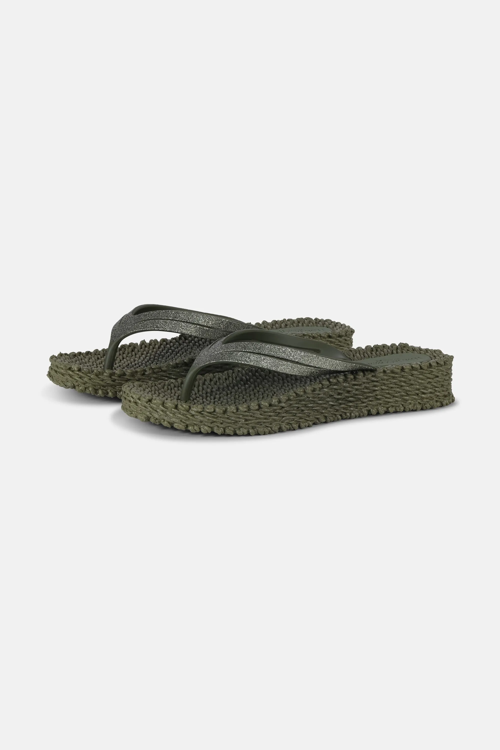 Platform Flip-flops Glitter - Army sold by Ilse Jacobsen