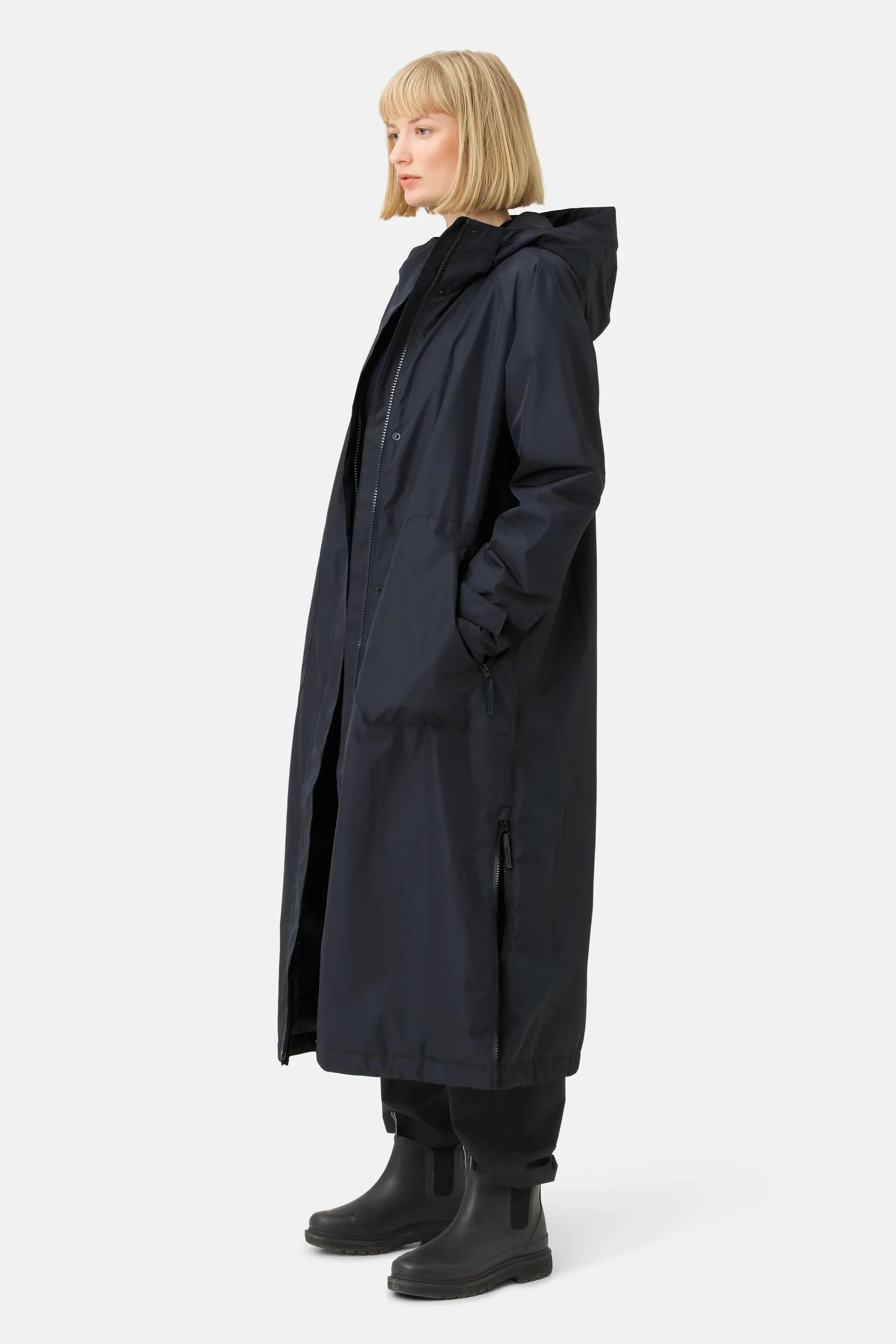 Eco Finished long Raincoat - Dark Indigo sold by Ilse Jacobsen product image thumbnail 2