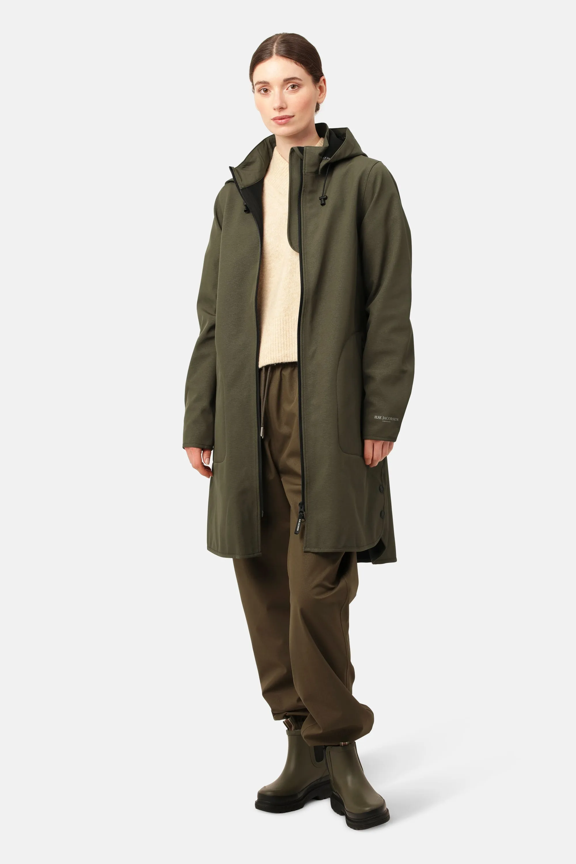 Softshell Raincoat A-line - Army sold by Ilse Jacobsen