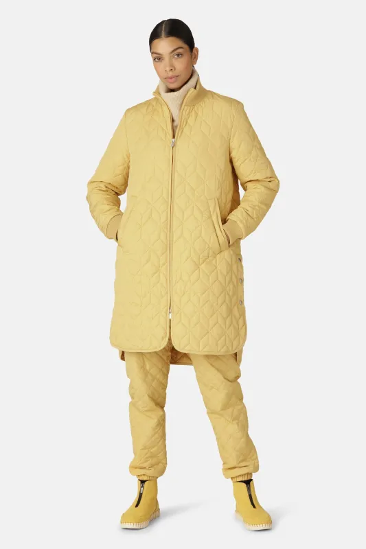 Long Padded Quilt Jacket - Marigold sold by Ilse Jacobsen