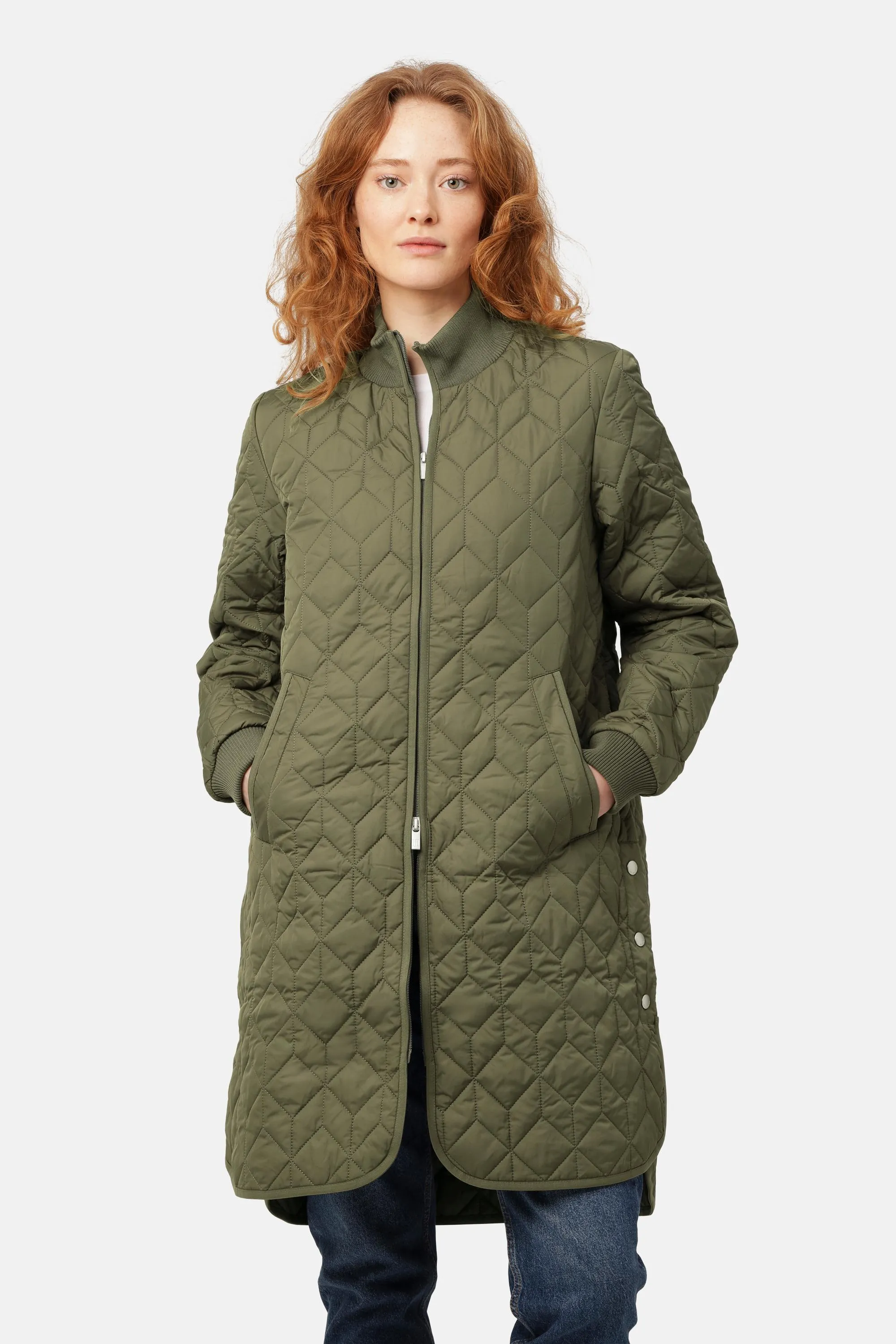Long Padded Quilt Jacket - Army sold by Ilse Jacobsen product image thumbnail 2