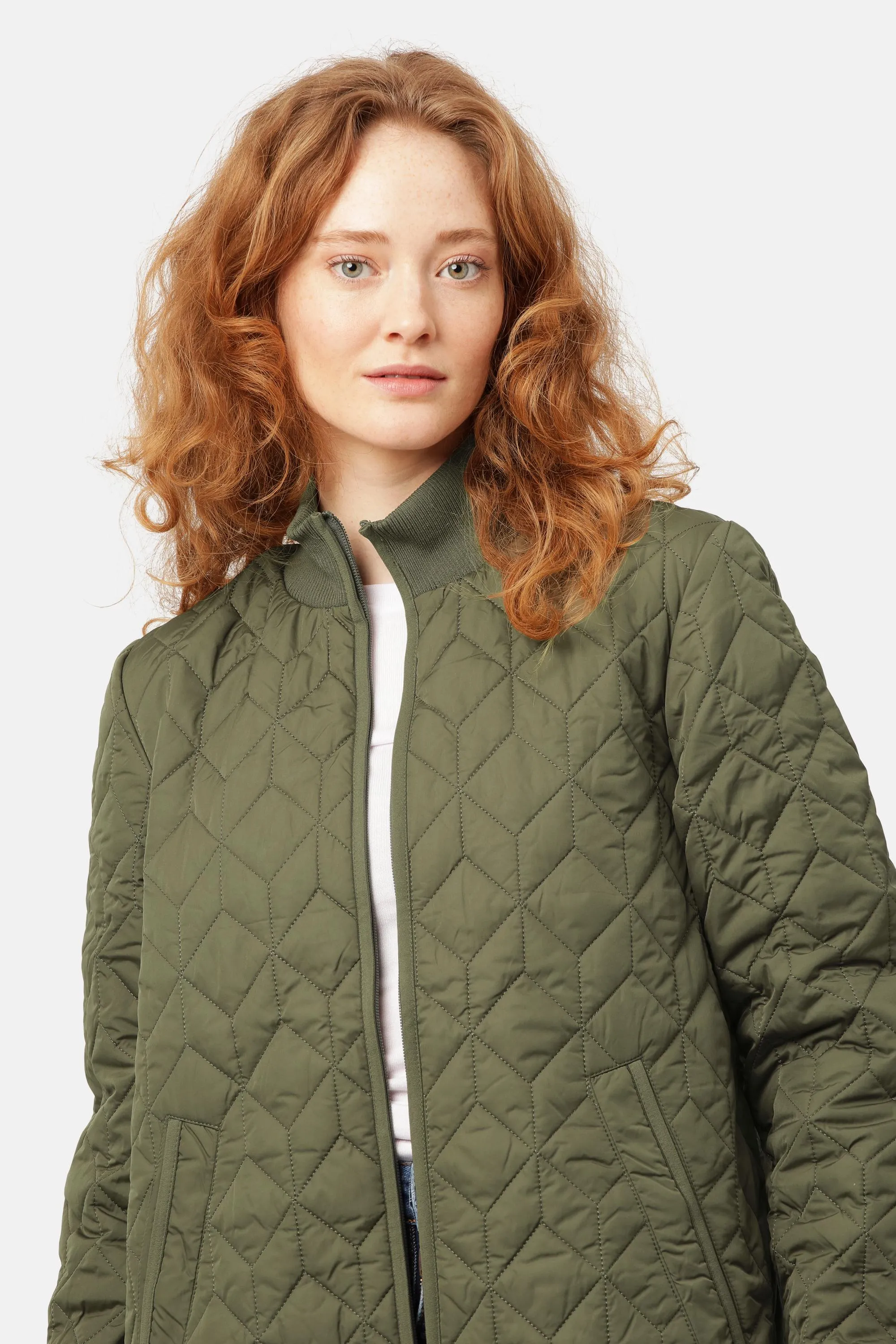 Long Padded Quilt Jacket - Army sold by Ilse Jacobsen product image thumbnail 4