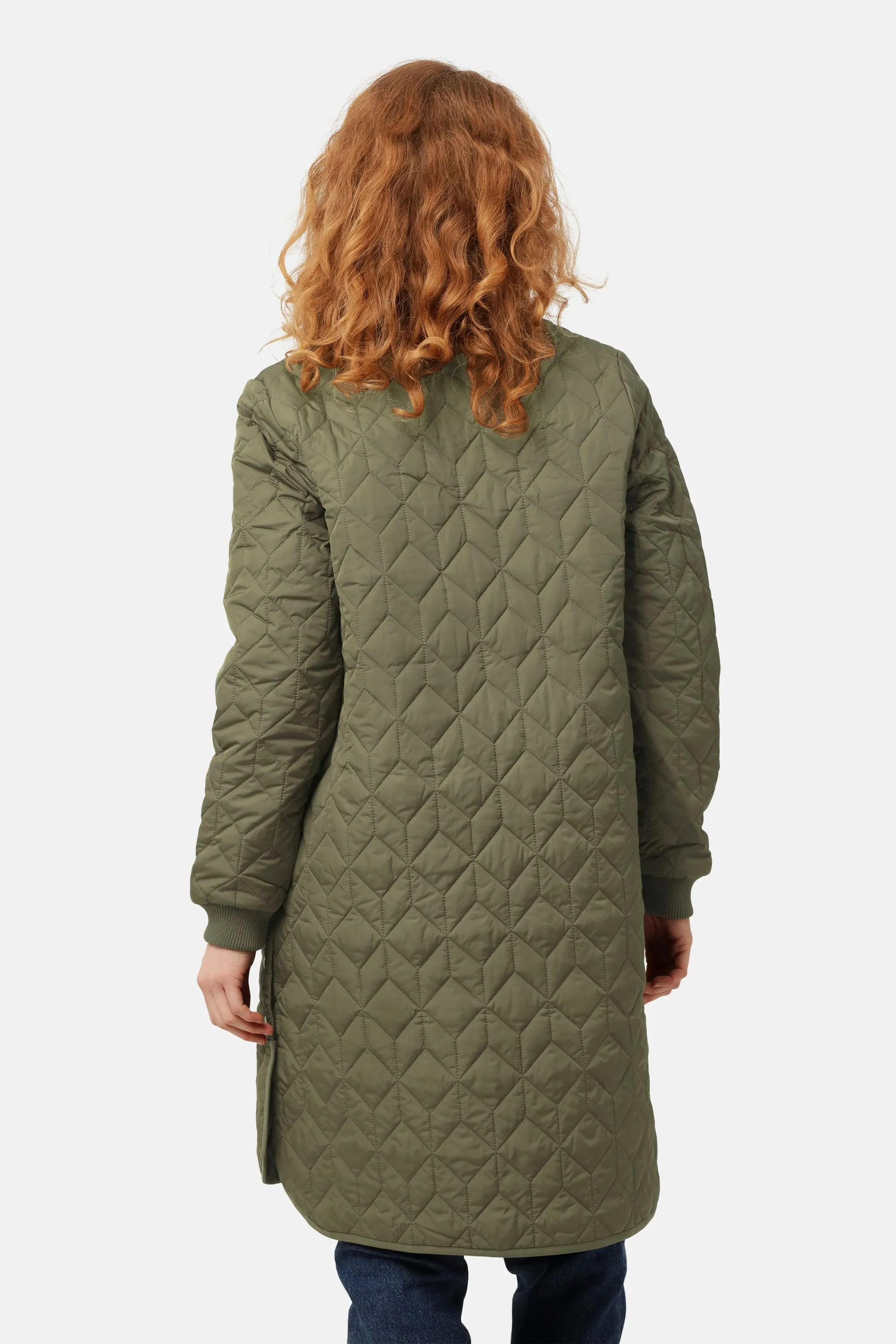 Long Padded Quilt Jacket - Army sold by Ilse Jacobsen product image thumbnail 3