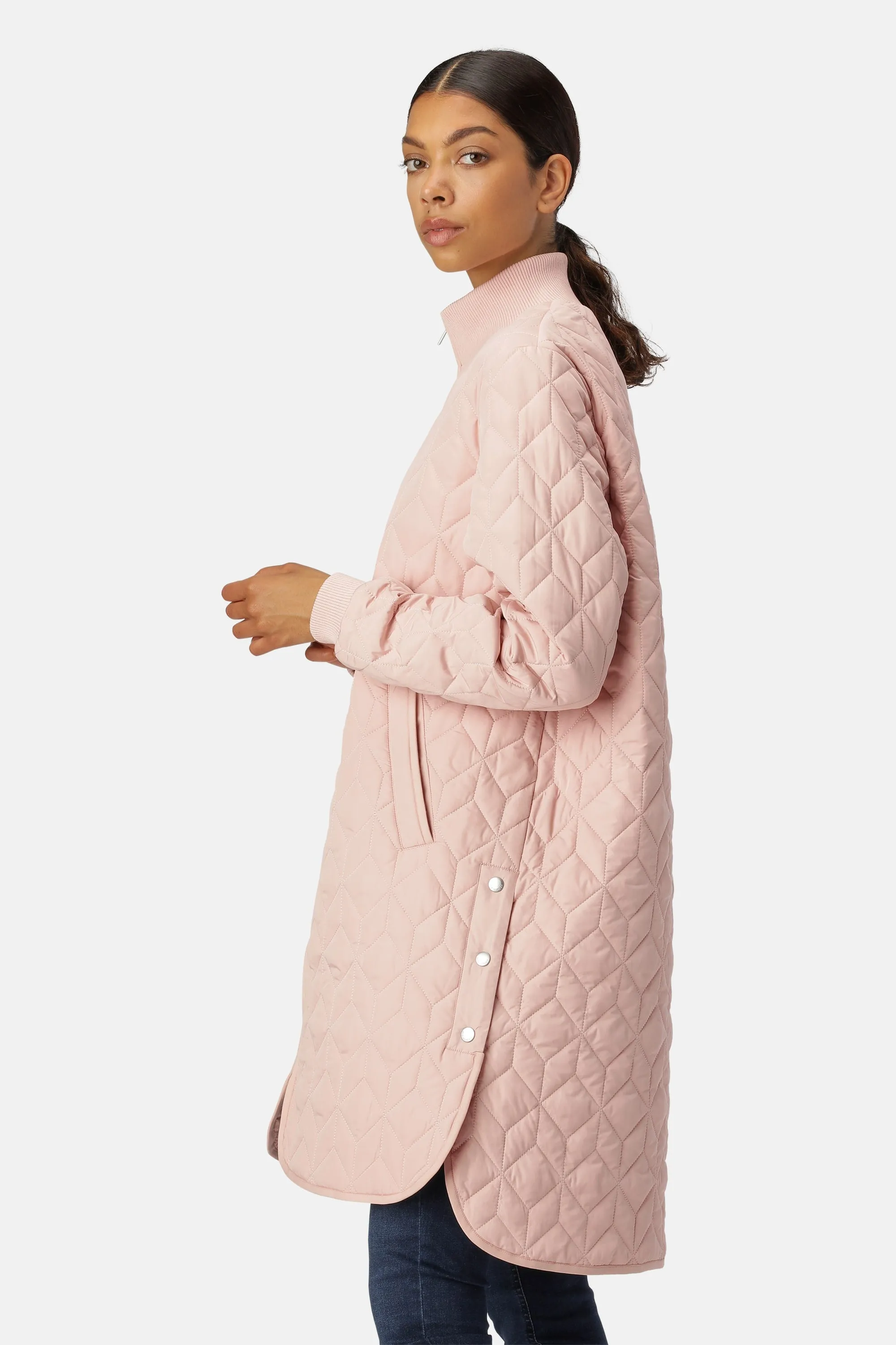 Long Padded Quilt Jacket - Pale Pink sold by Ilse Jacobsen product image thumbnail 2