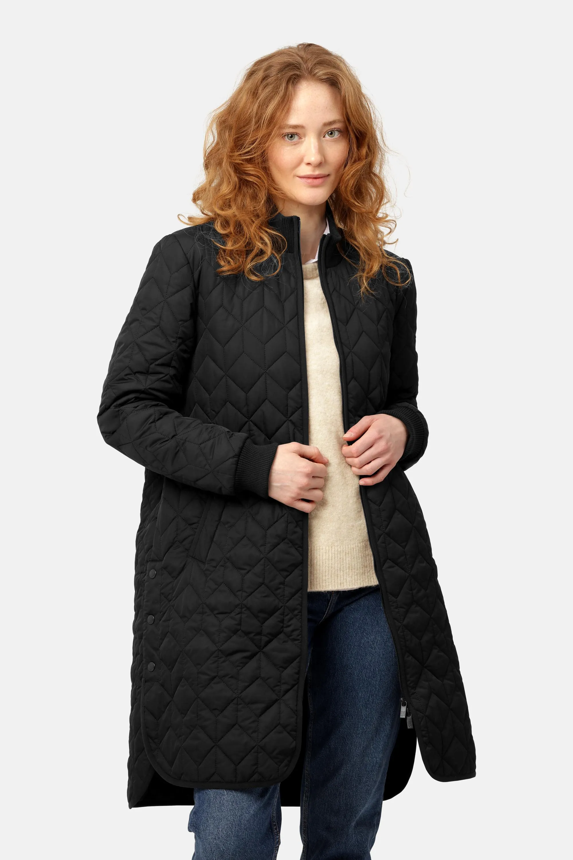 Long Padded Quilt Jacket - Black sold by Ilse Jacobsen product image thumbnail 4